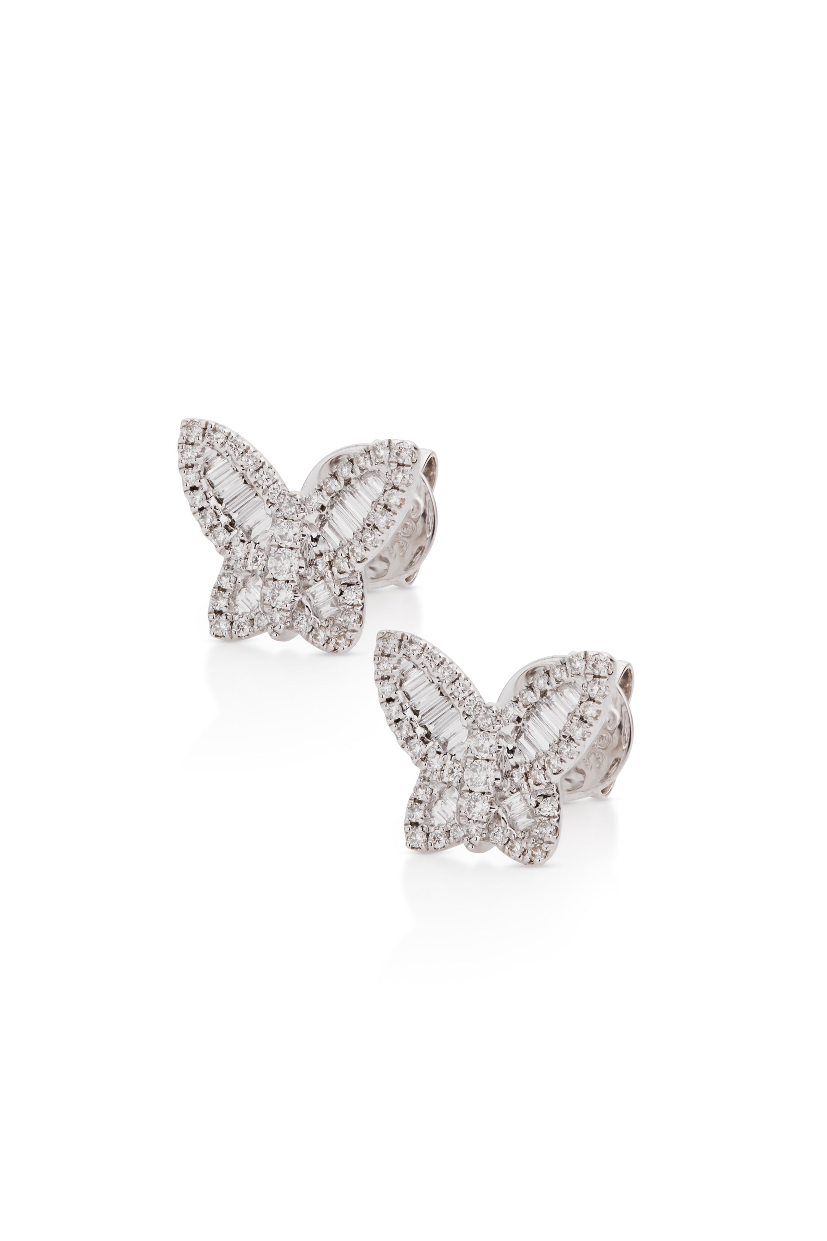 14K Mini Diamond Butterfly Stud Earrings