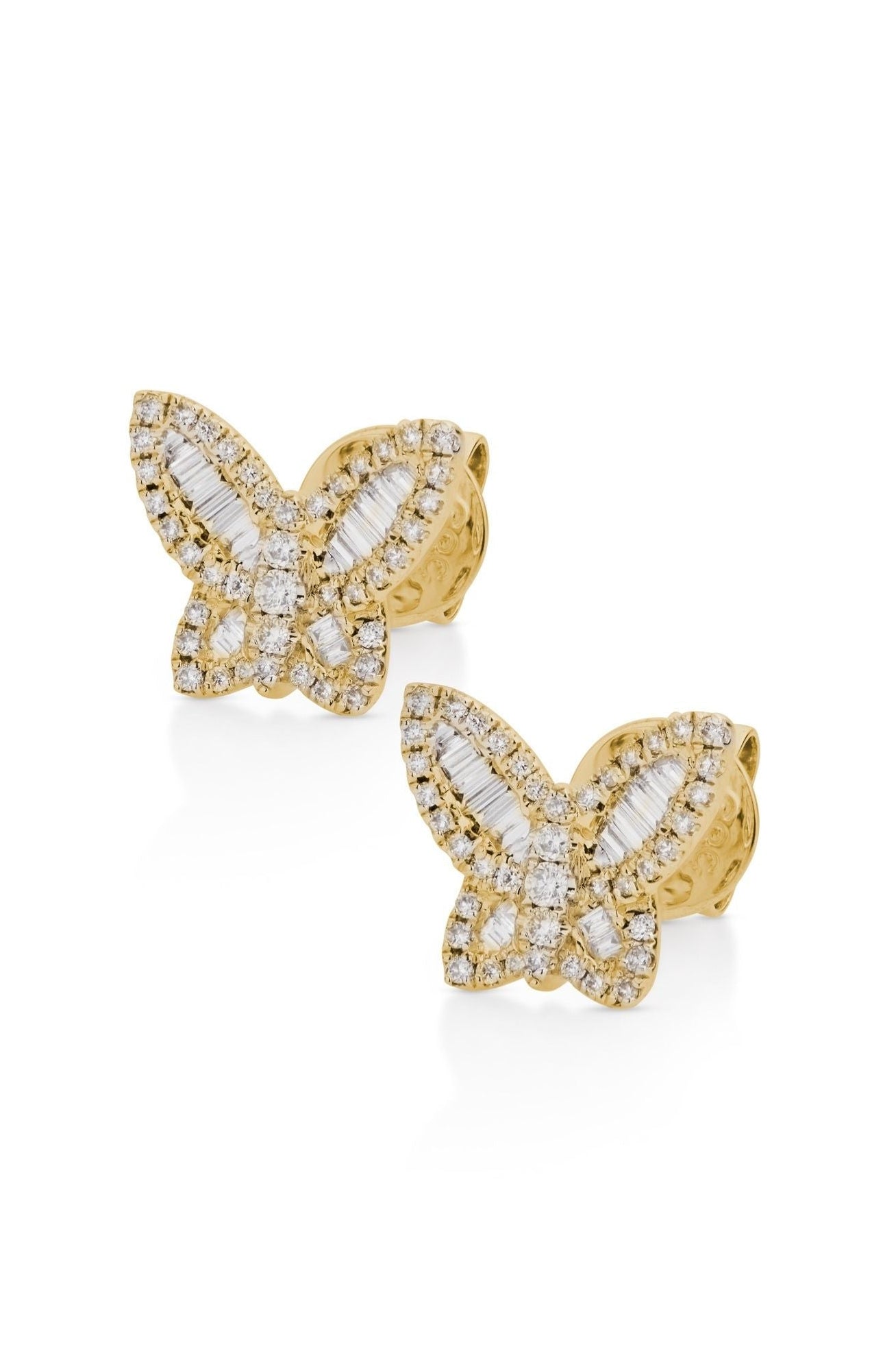 14K Mini Diamond Butterfly Stud Earrings-Earrings-Saffron Jewelry-14K Yellow Gold-Susan Saffron Jewelry