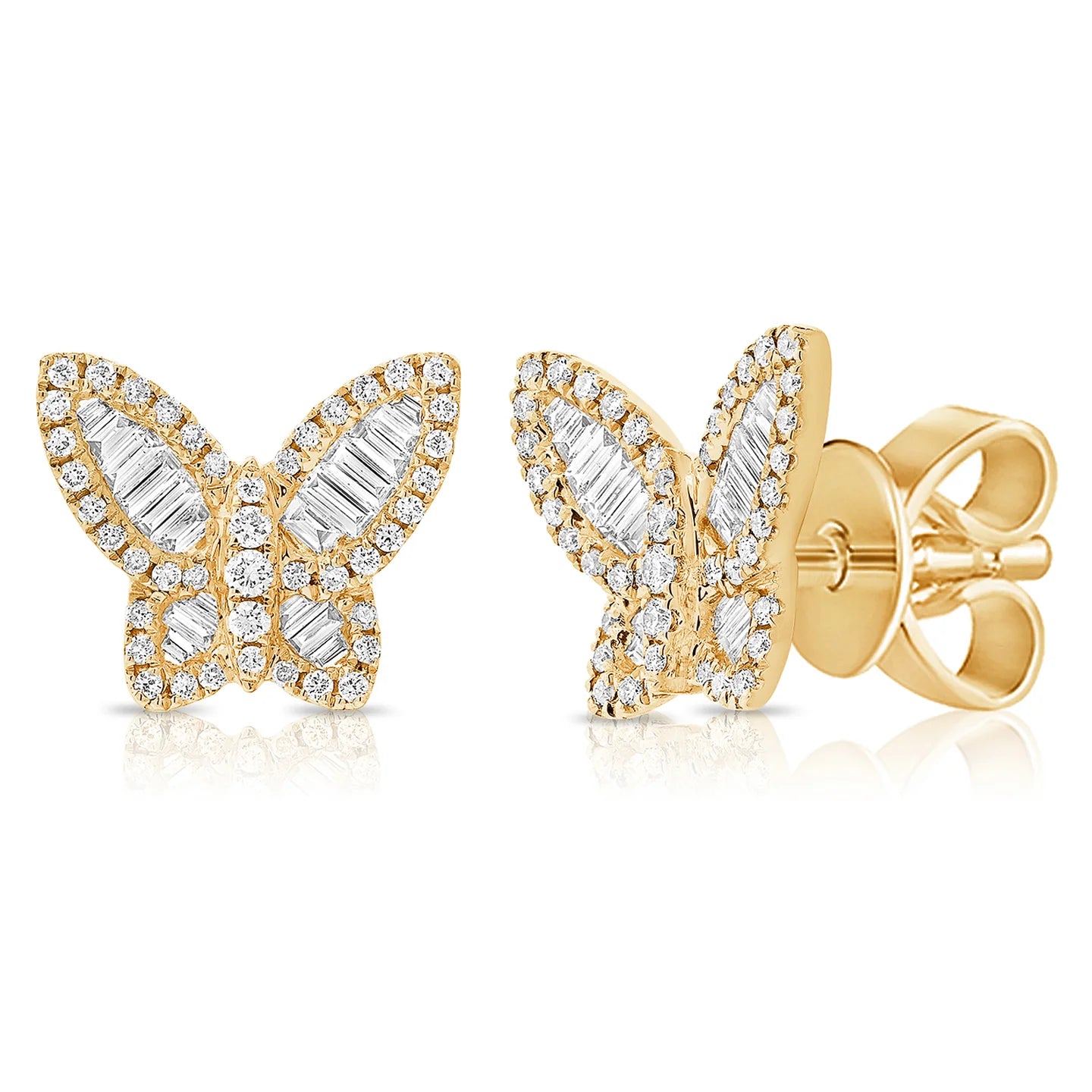 14KY Large Diamond Butterfly Studs