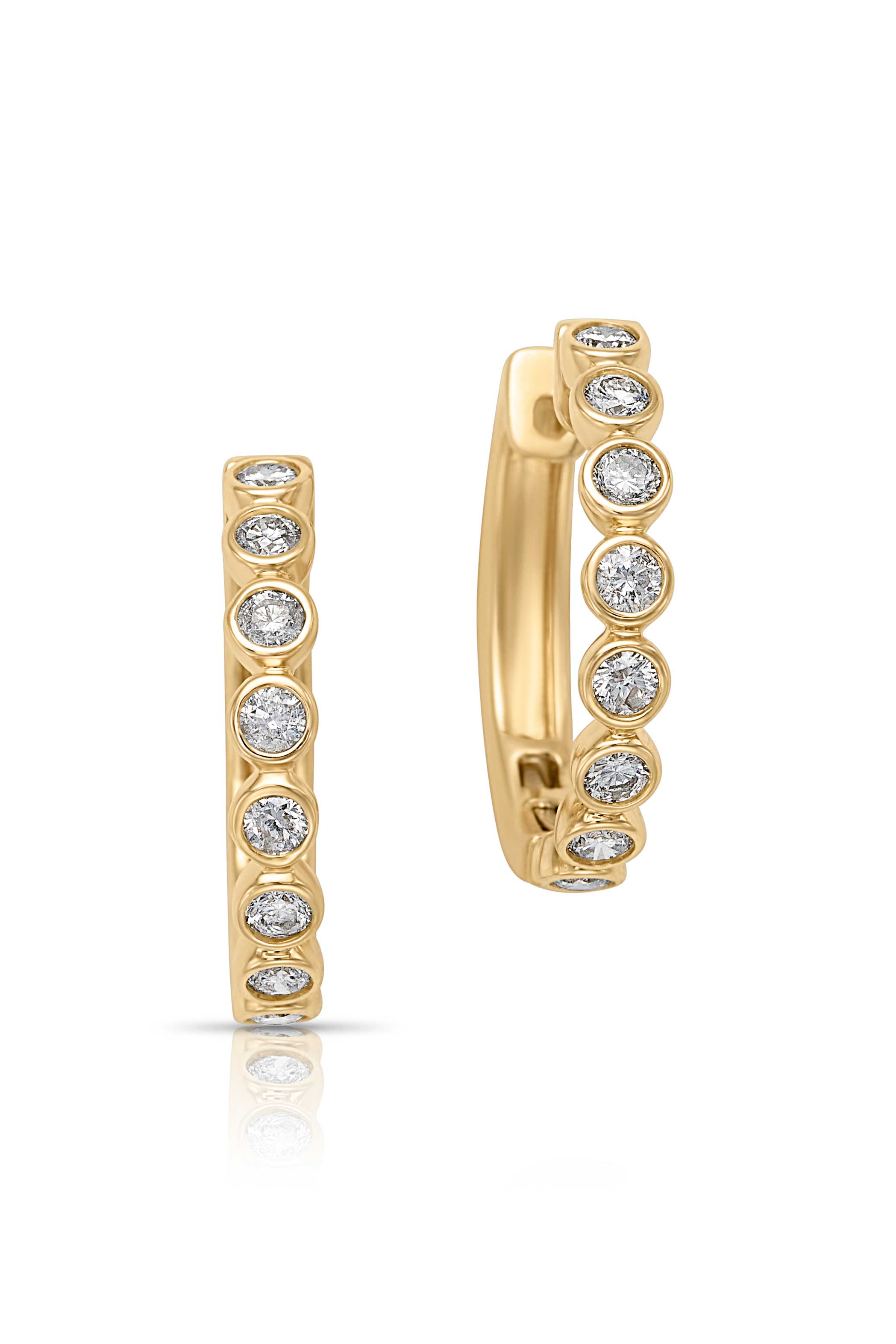 14KY Diamond Bezel Set Huggies