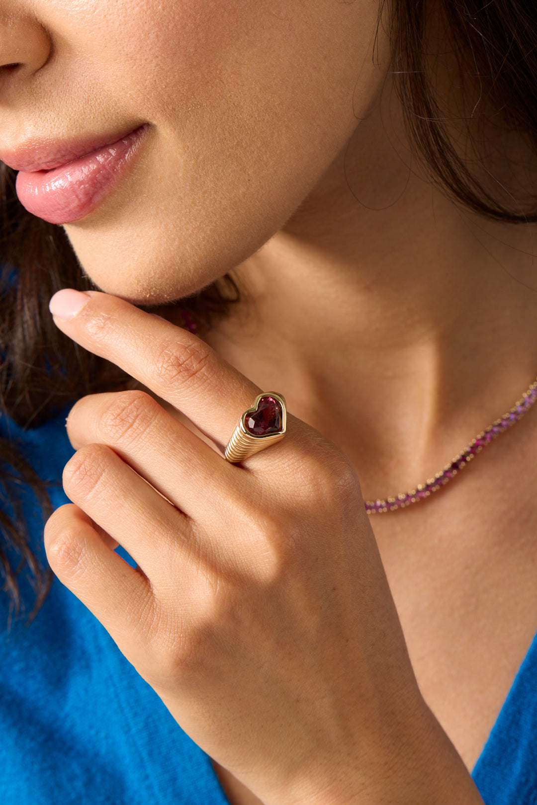 14KY Rubelite Heart Bezel Ring - Image 2 | Ring | Susan Saffron