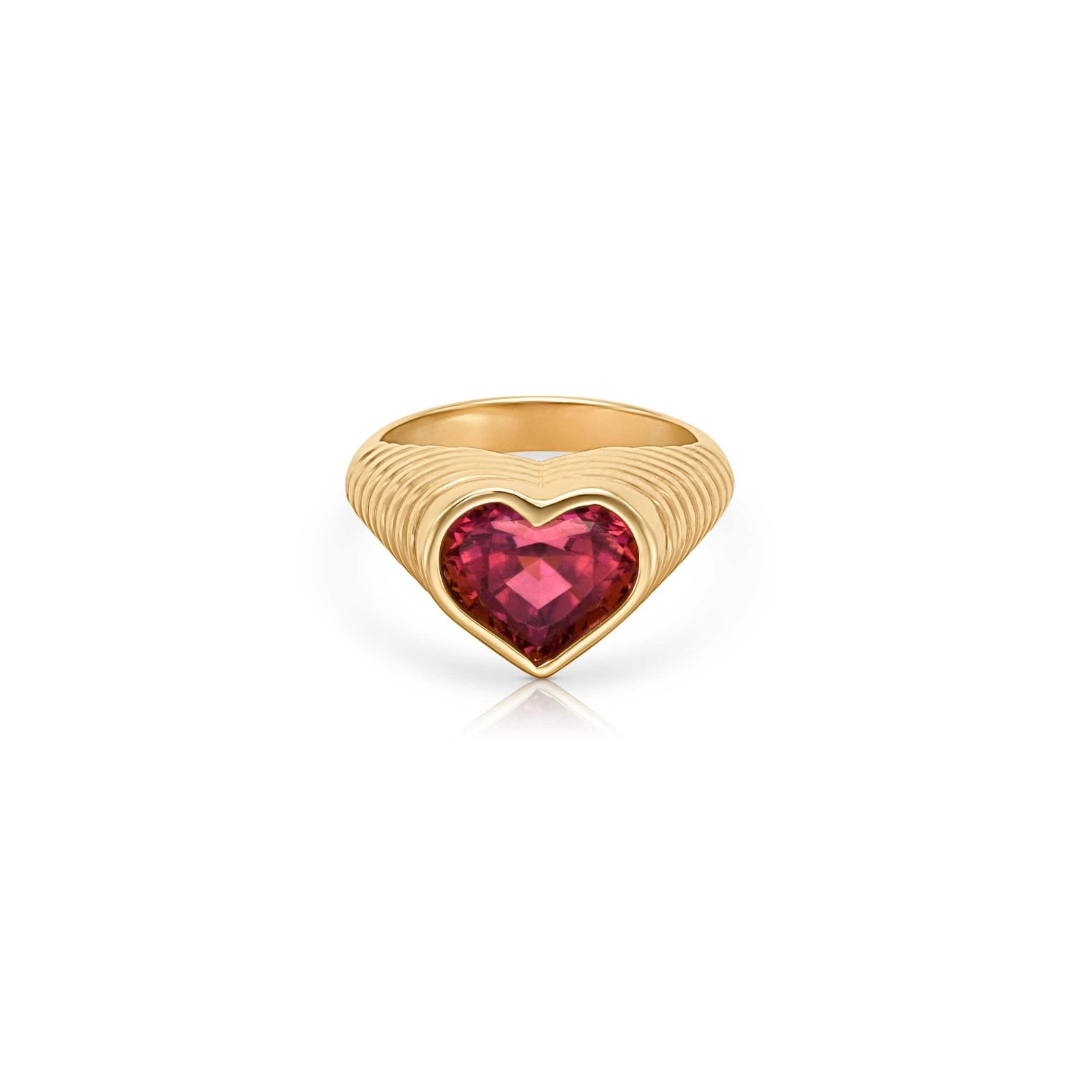 14KY Rubelite Heart Bezel Ring