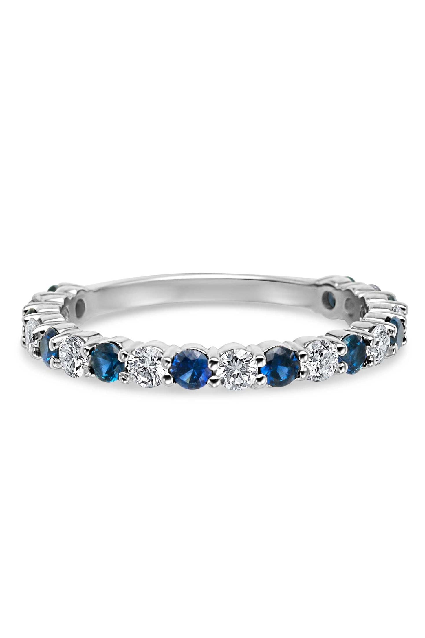 14KW Diamond and Blue Sapphire 3/4 Band