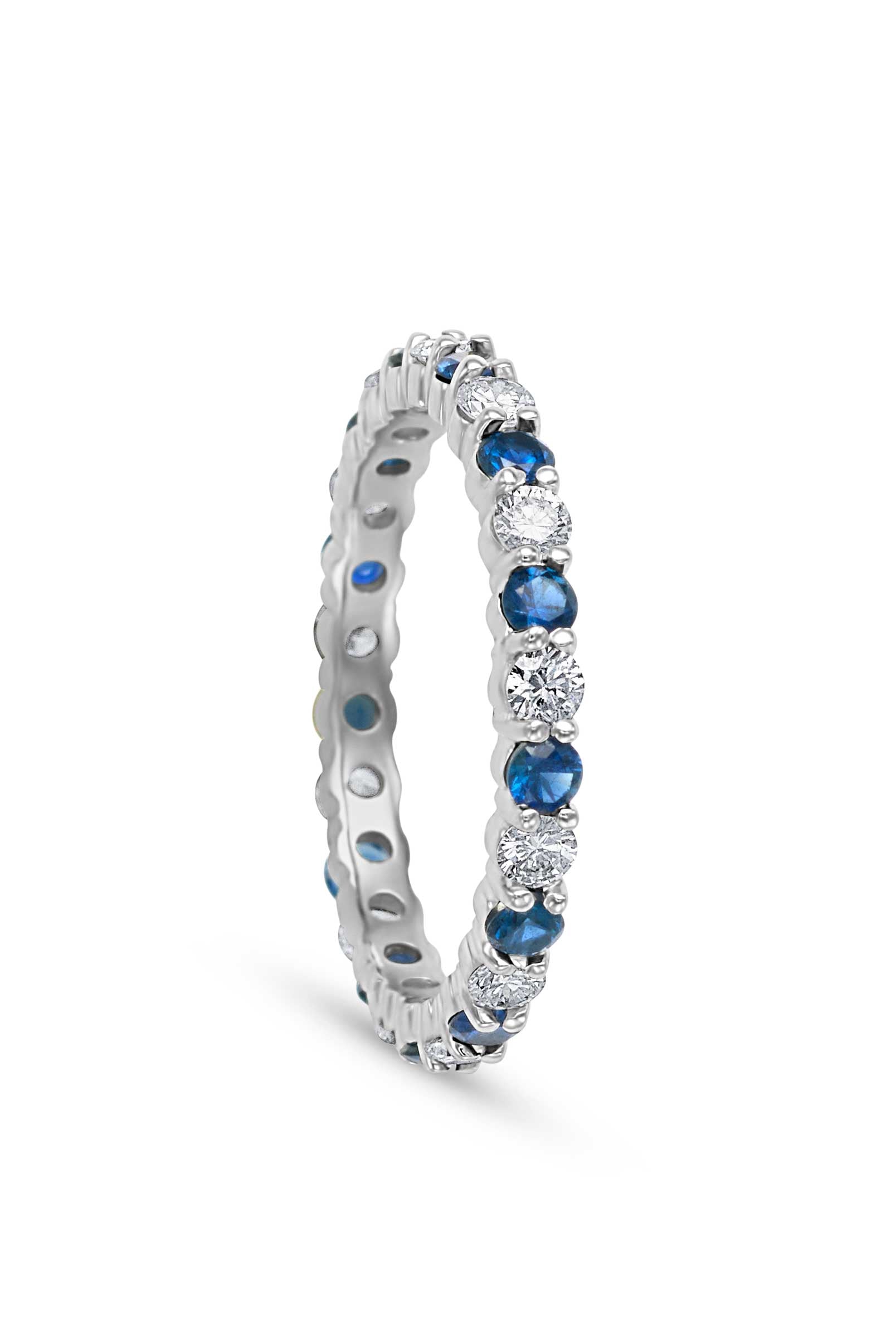 14KW Diamond and Blue Sapphire Eternity Band