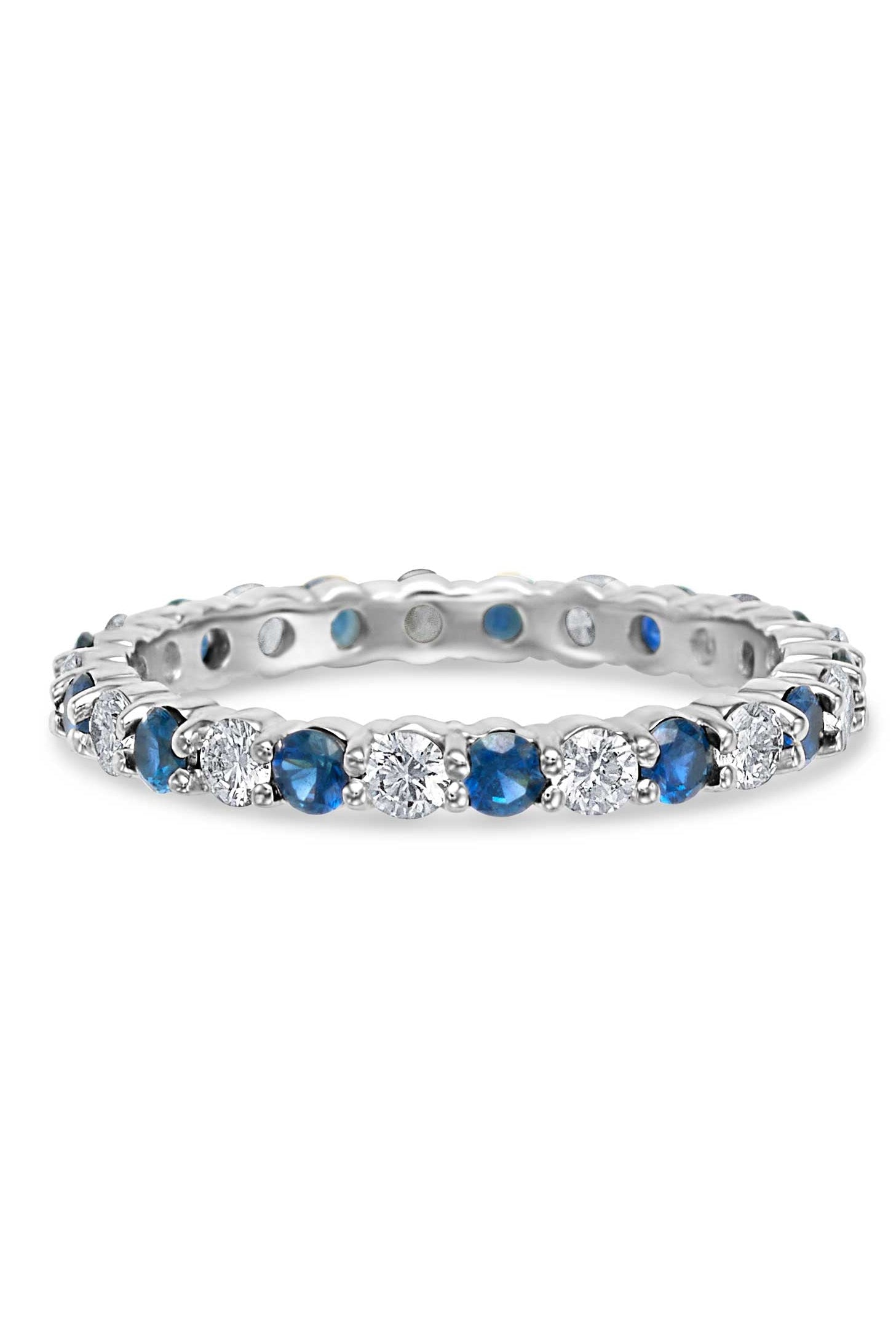 14KW Diamond and Blue Sapphire Eternity Band