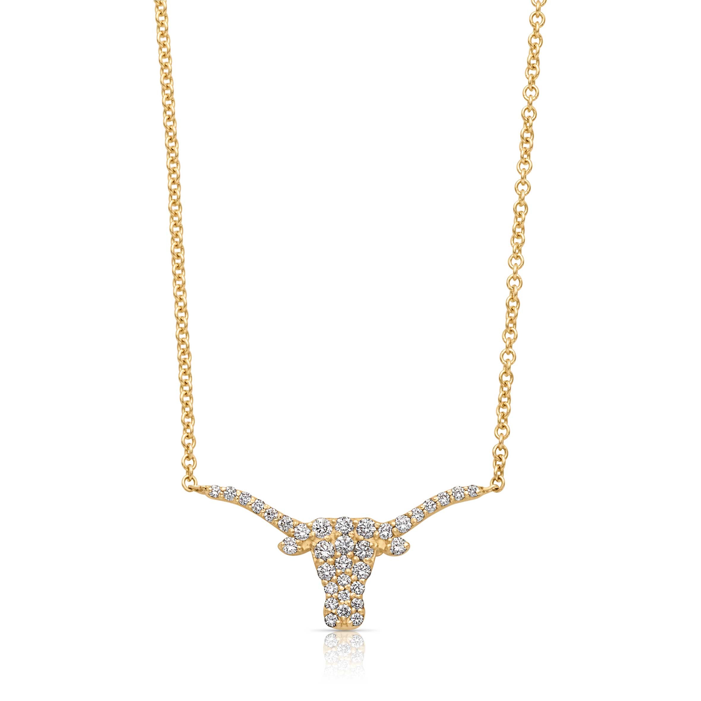 14KY Large Diamond Longhorn Necklace