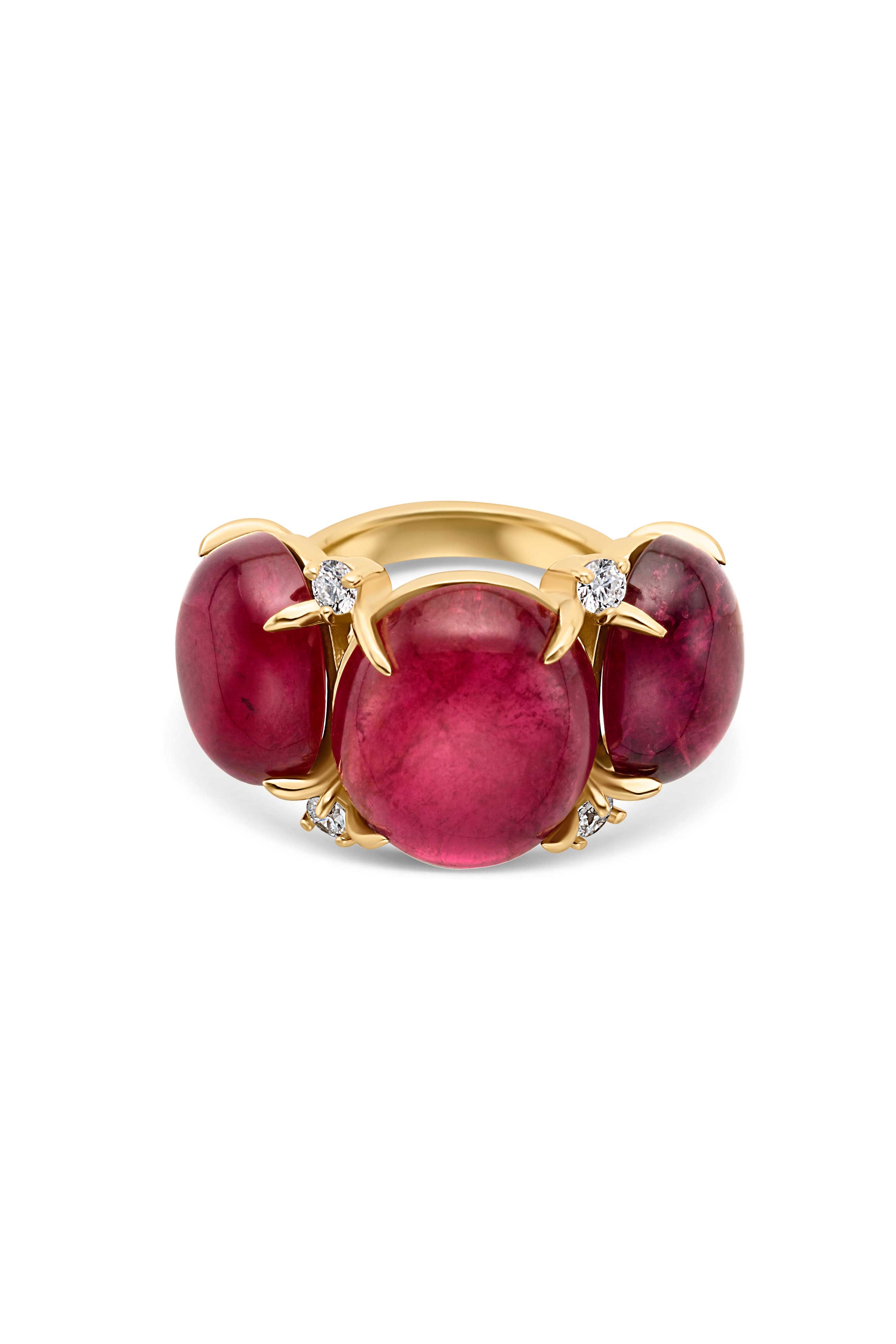 14KY 3 Stone Raspberry Tourmaline Ring