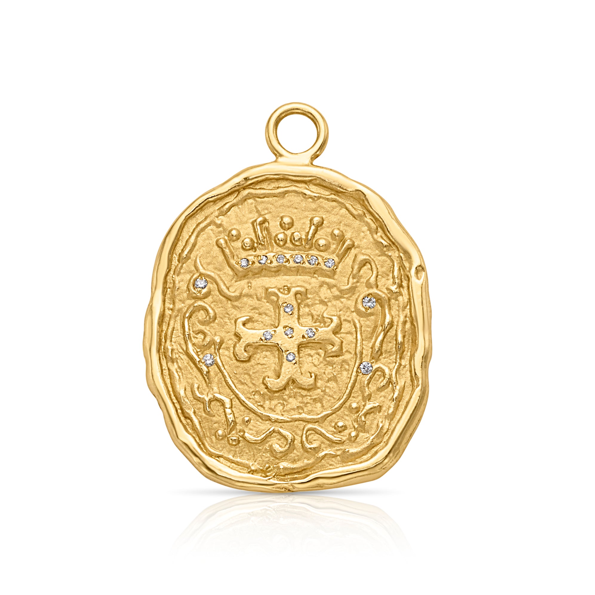 18KY Thanksgiving Cross Coin with Pave Diamonds