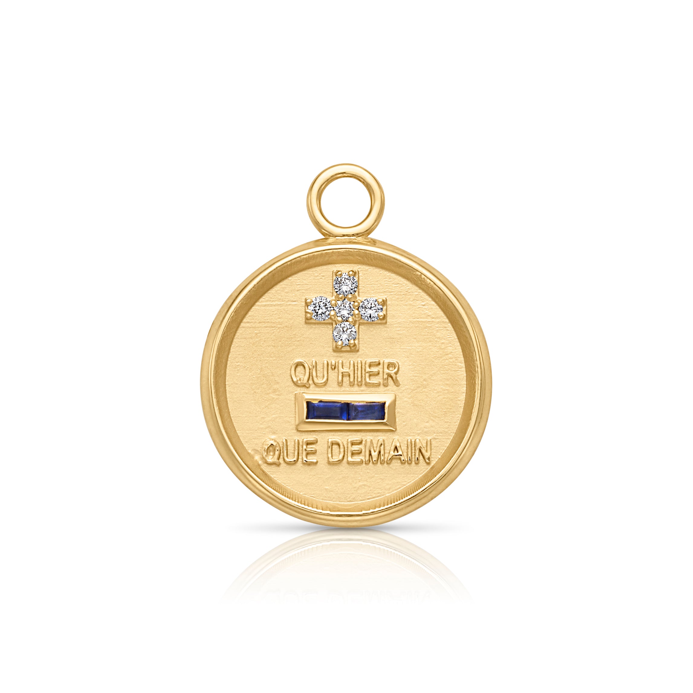 18KY Qu'Hier Que Demain Love Token with Gold Bezel Edge