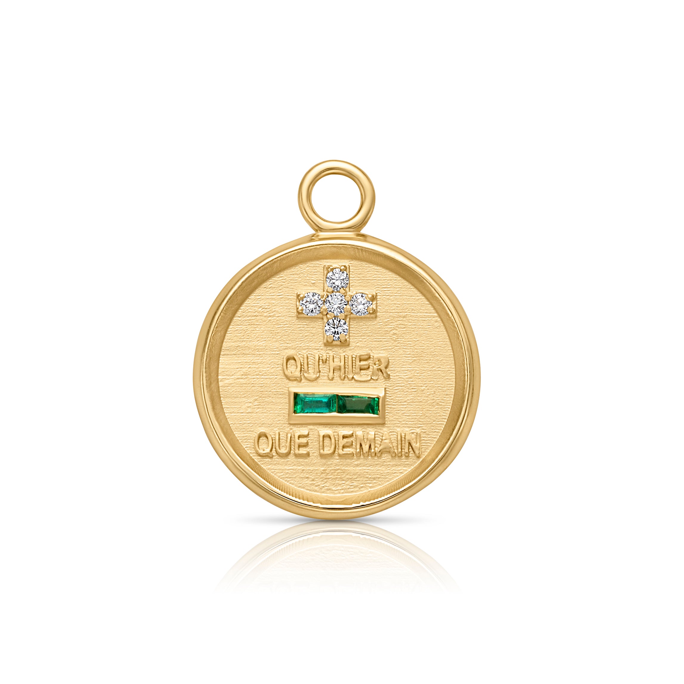 18KY Qu'Hier Que Demain Love Token with Gold Bezel Edge