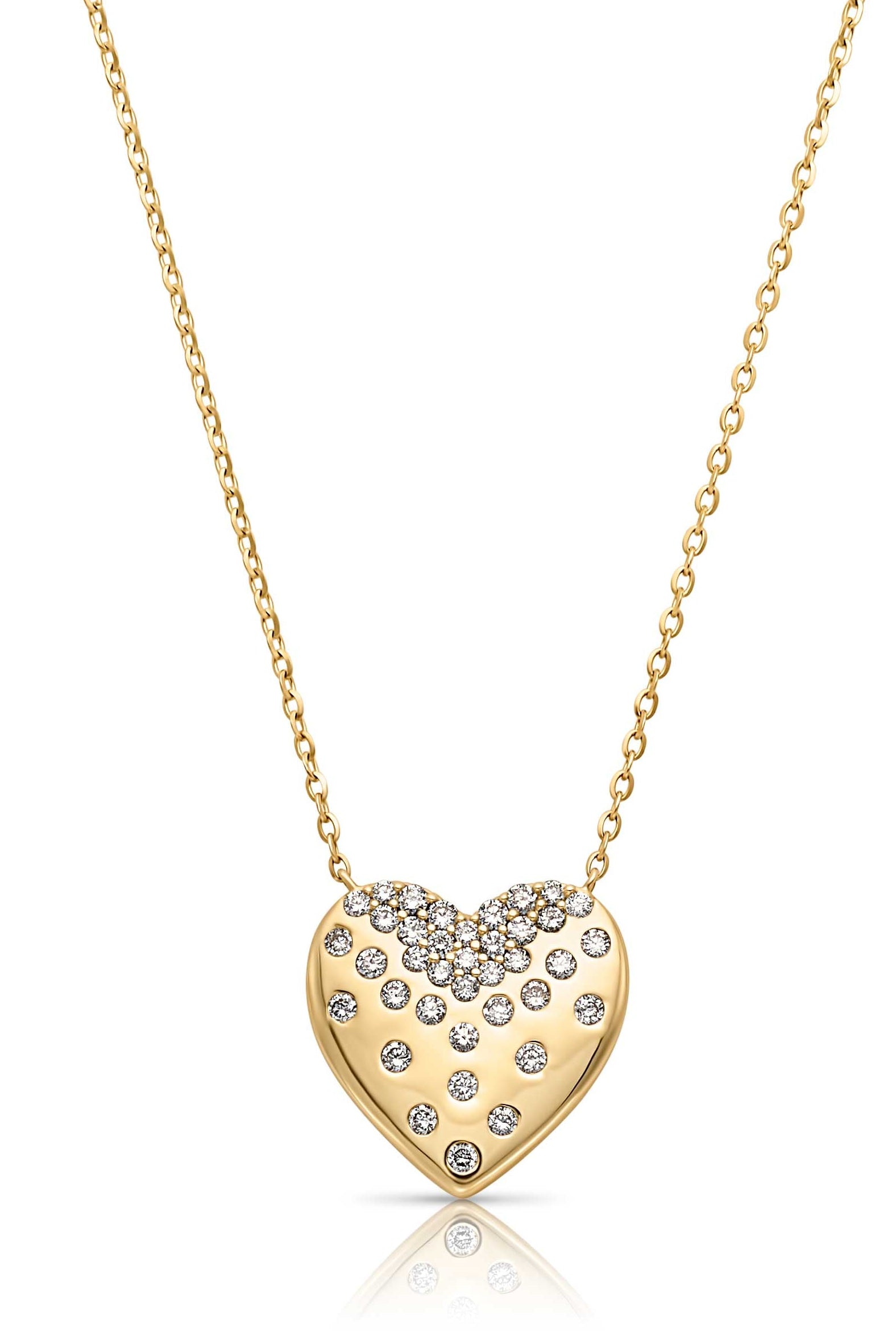 14KY Scattered Diamond Heart Necklace