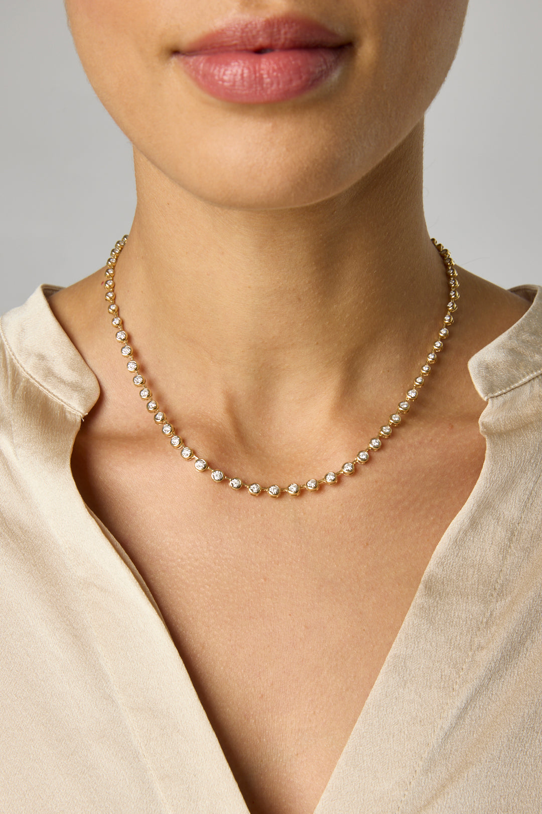 14KY Diamond Bezel Station Necklace