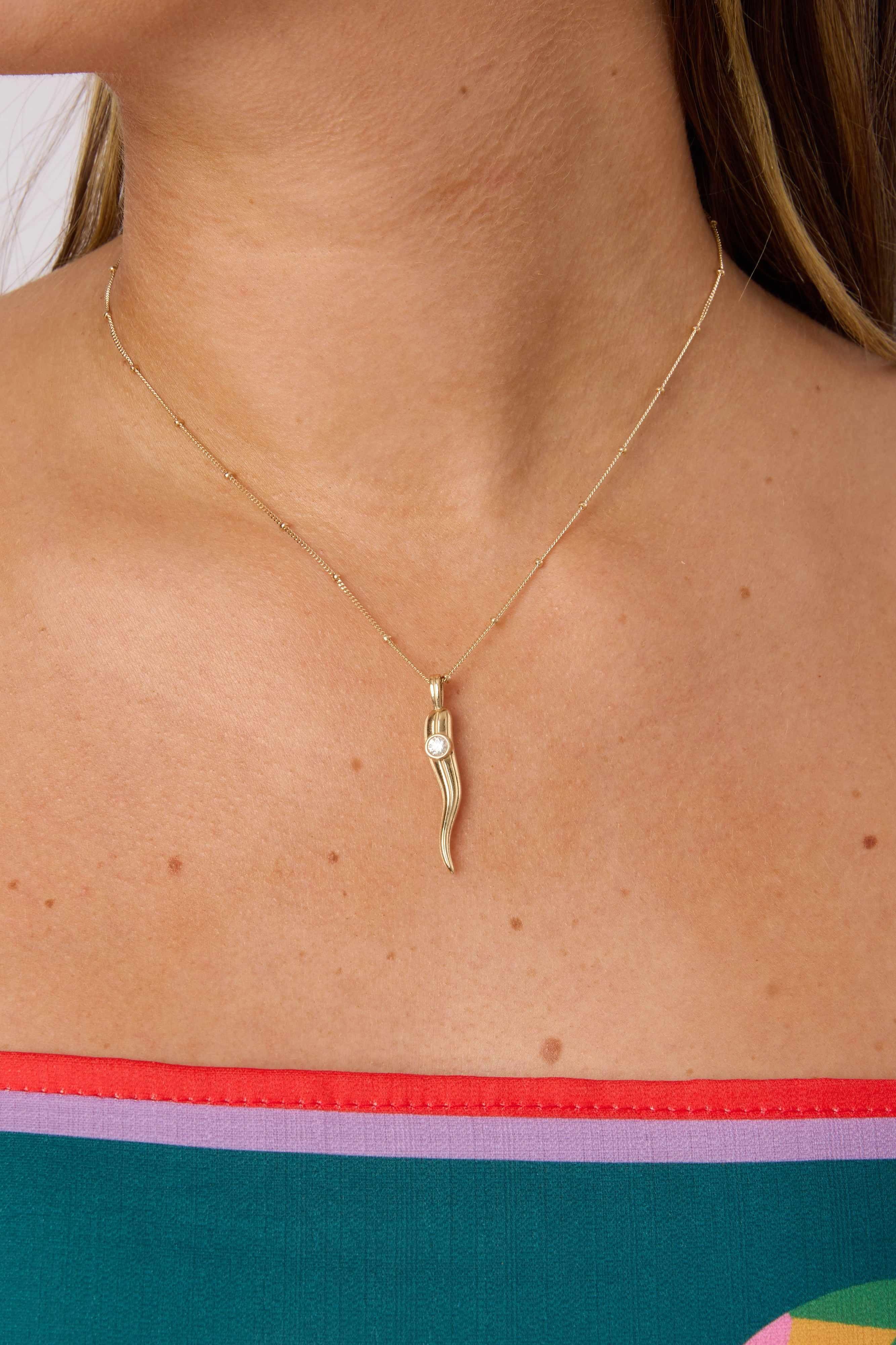 14KY Italian Good Luck Horn Charm