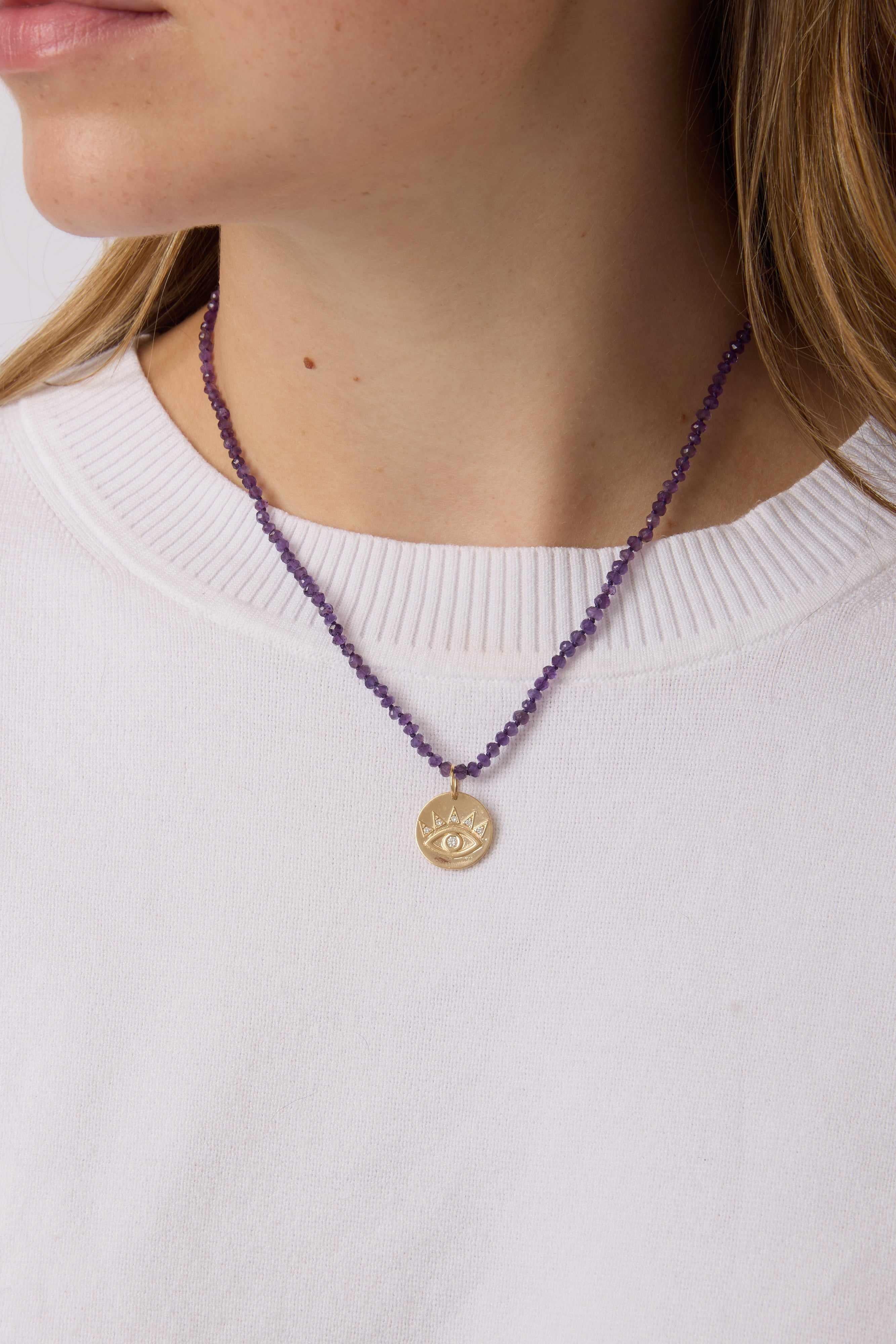 14KY Evil Eye Circle Charm