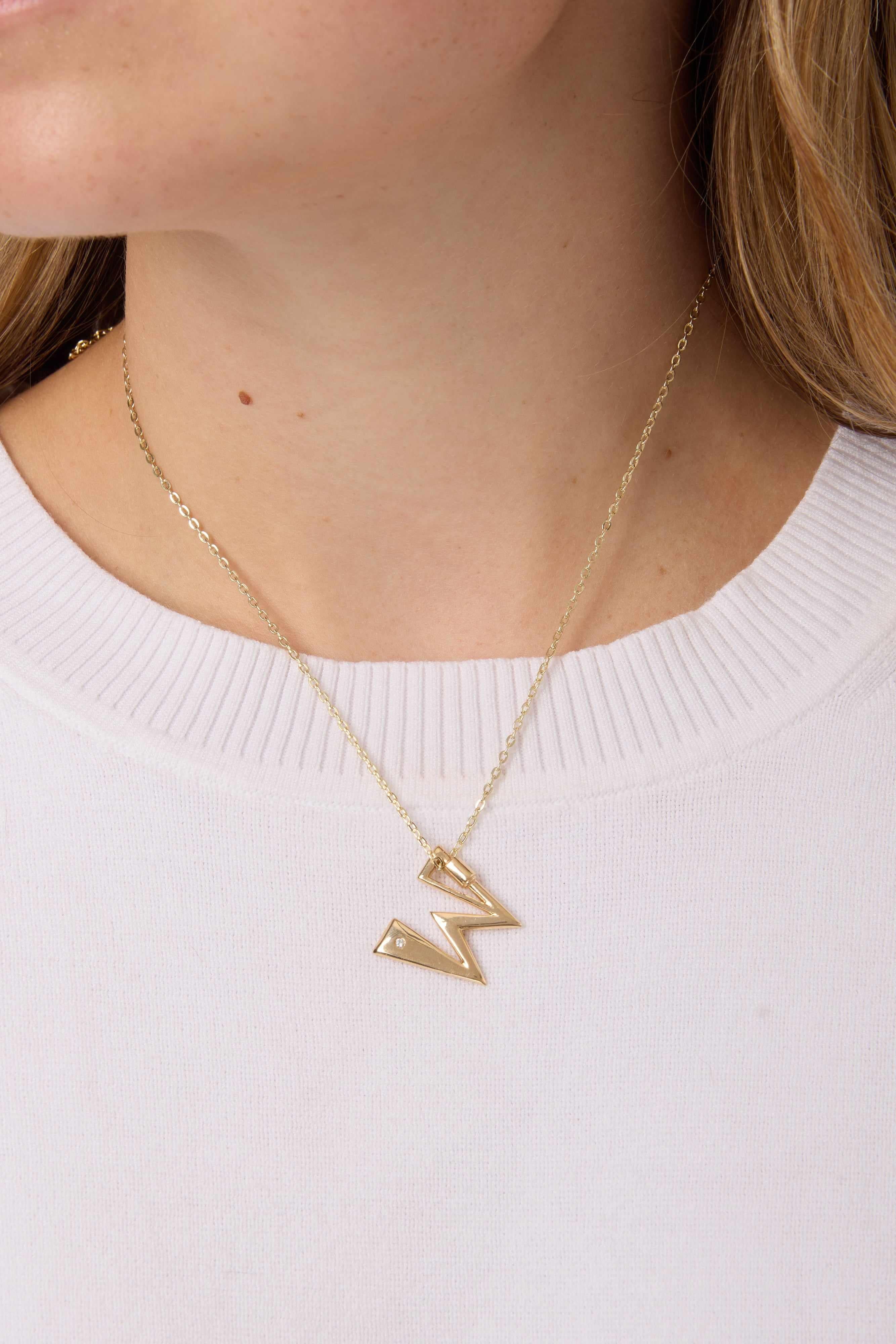 14KY Carabiner Letter Lock with Single Diamond