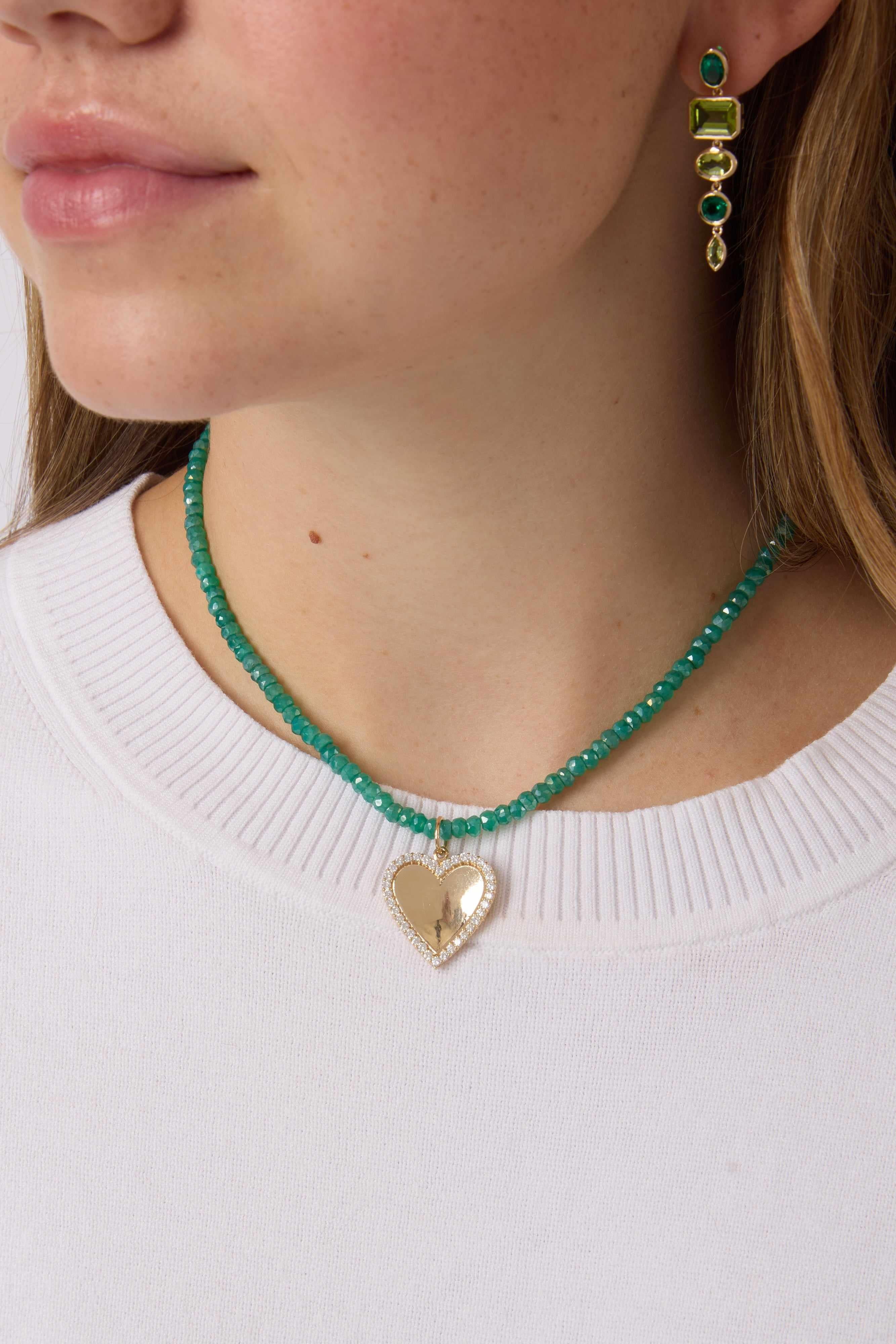 14KY The Shannon Polished Heart Charm with Diamonds