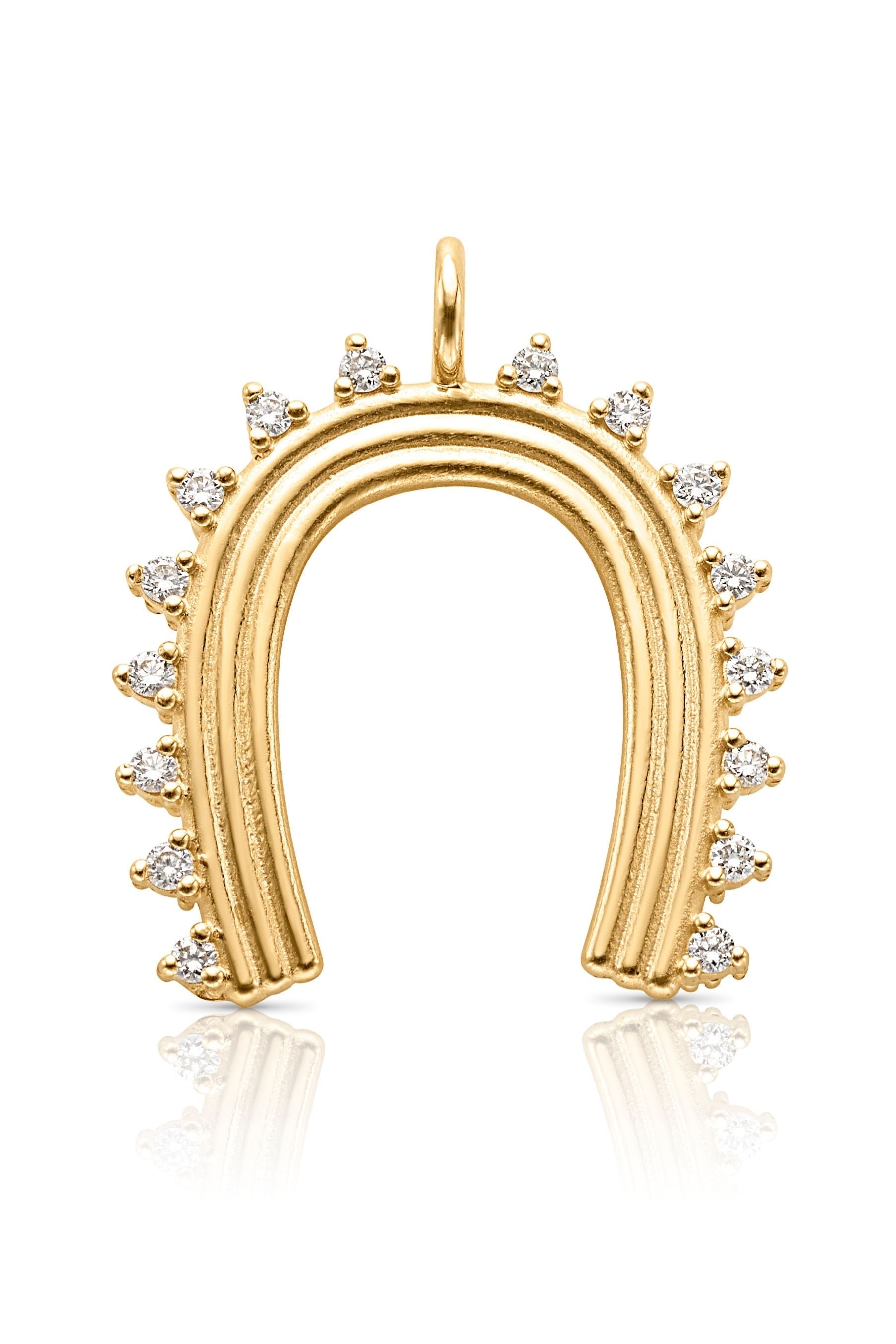14KY Diamond Fluted Horseshoe Charm