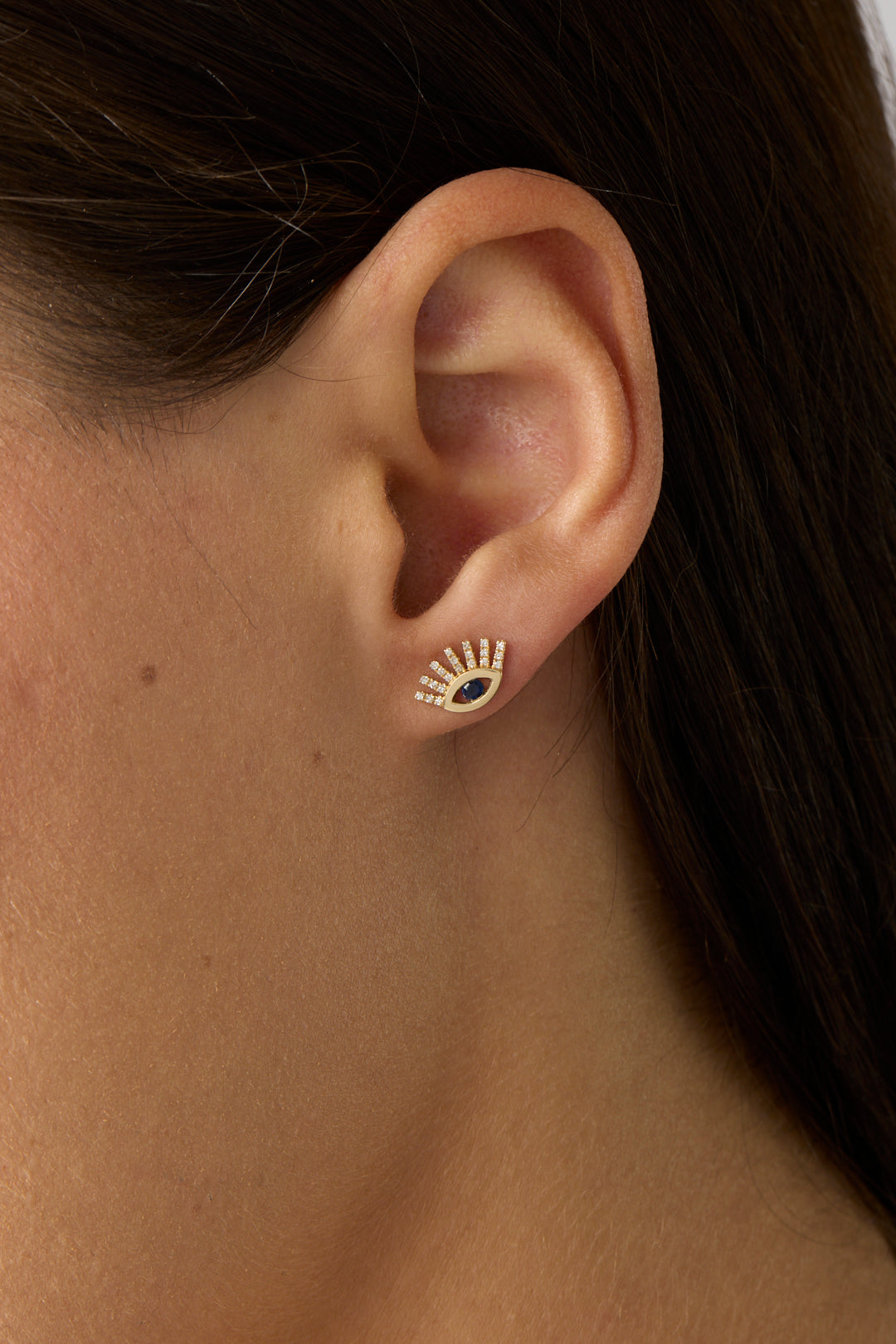 14KY BS and Dia Evil Eye Earri-Earrings-Sorte-Susan Saffron Jewelry