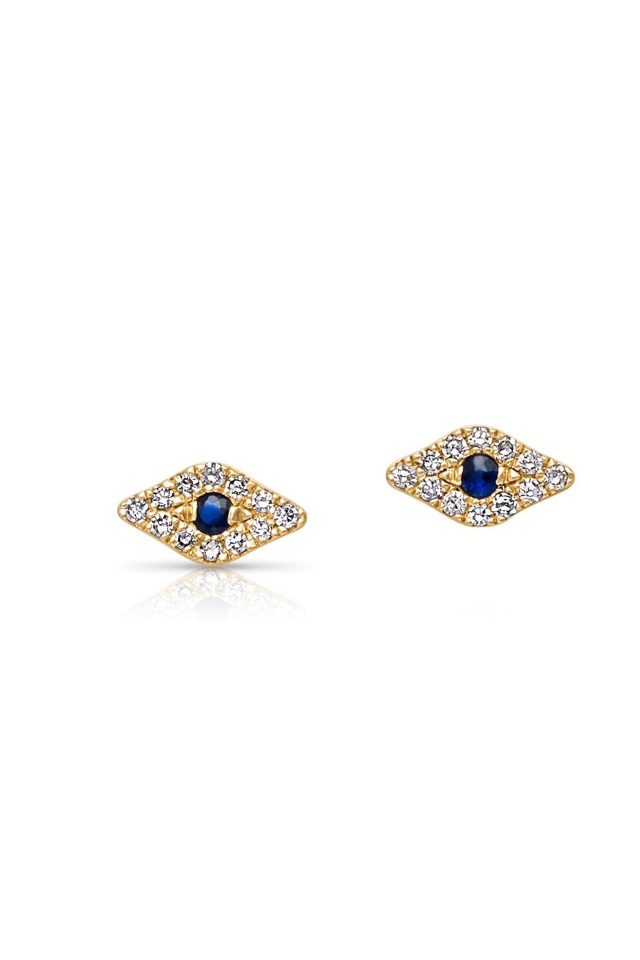 14KY Blue Ssapphire and Diamond Evil Eye Studs