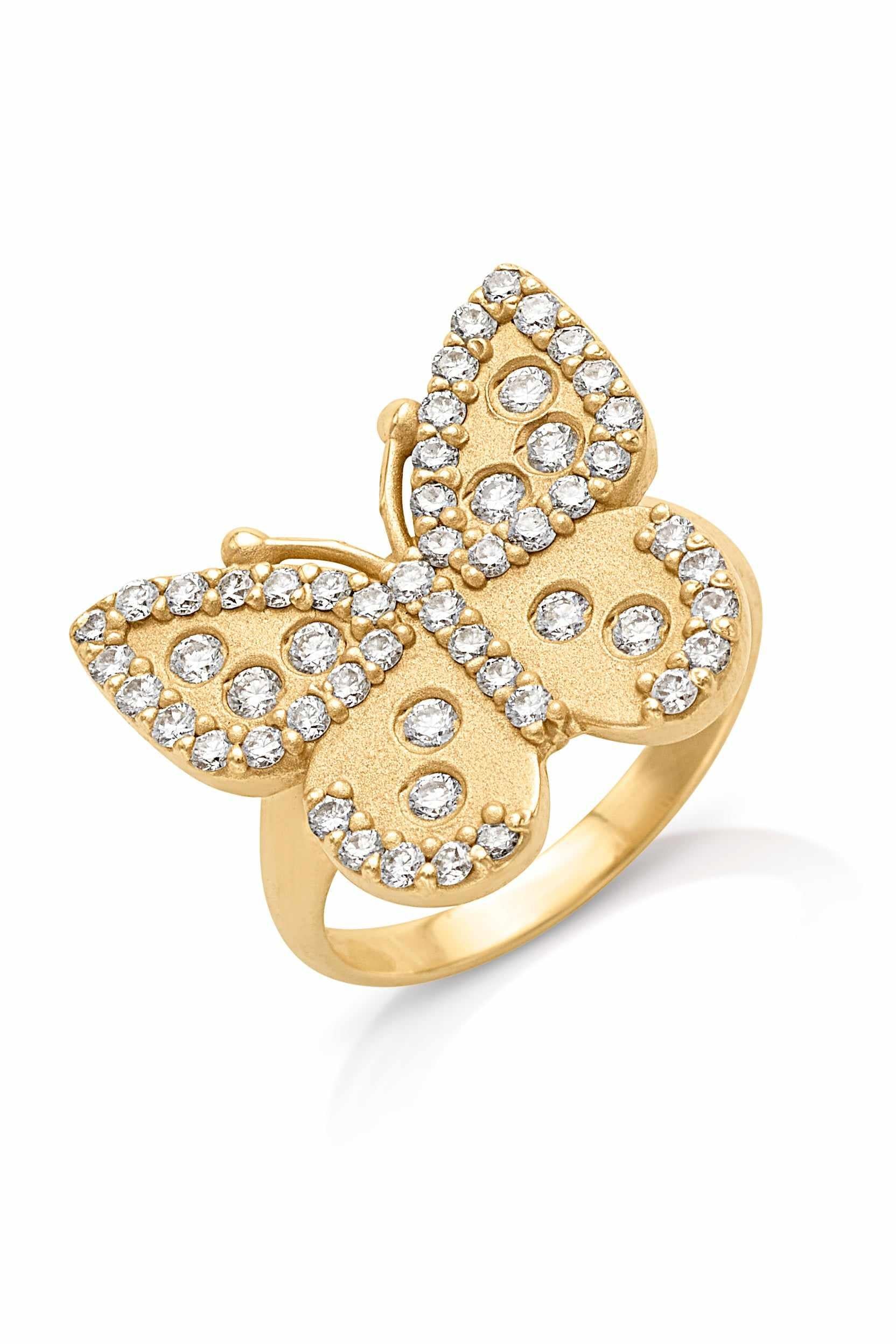 14KY Butterfly Pinky Ring