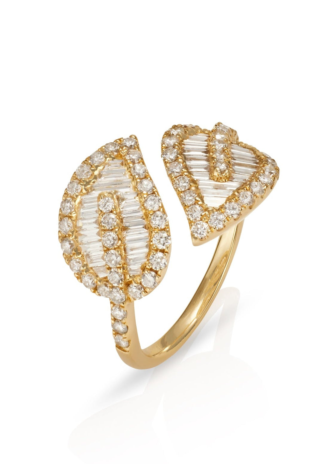 14KY Diamond Baguette Leaf Ring-Rings-Saffron Jewelry-Susan Saffron Jewelry