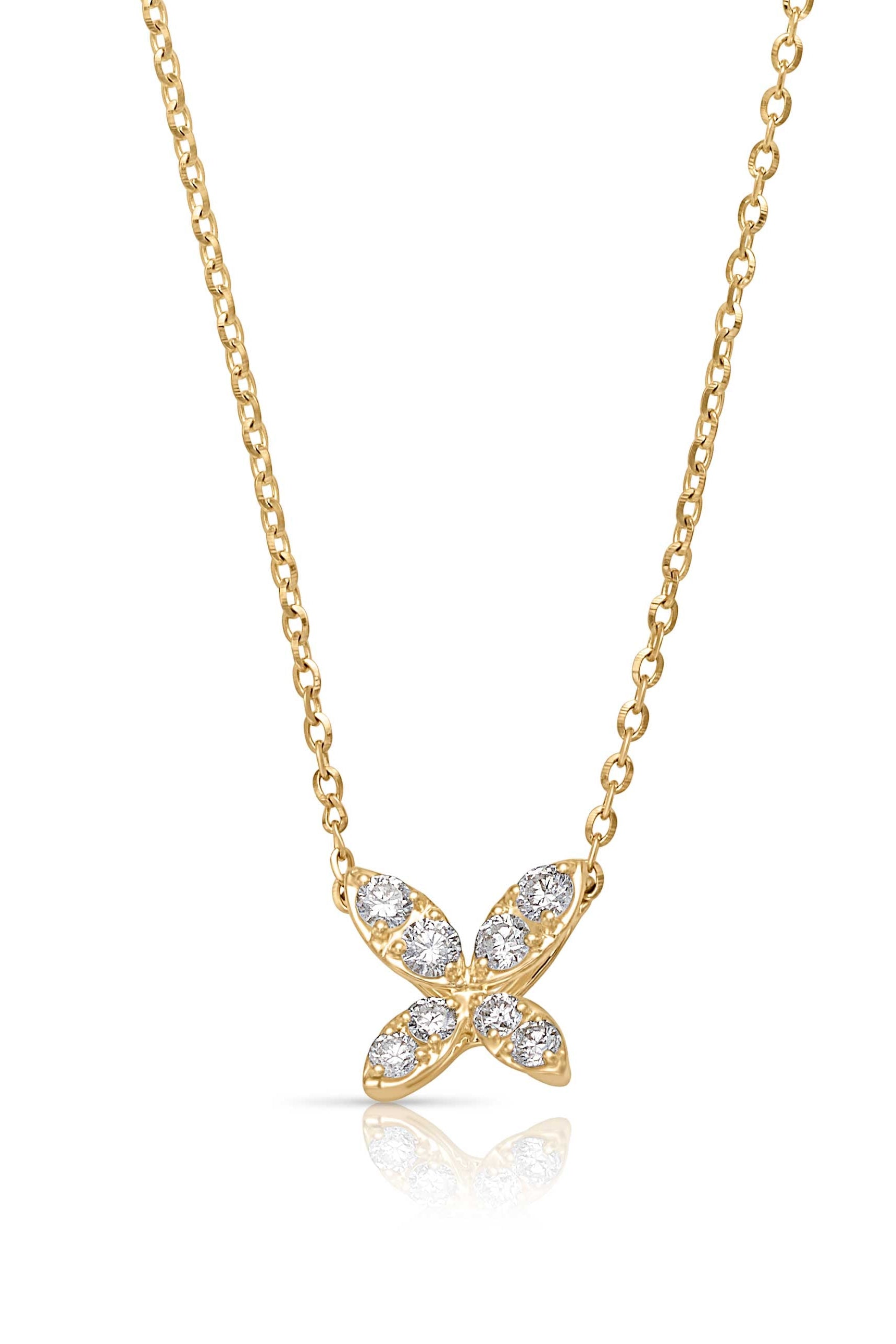 14KY Diamond Butterfly Necklace-Necklaces-Sorte-Susan Saffron Jewelry