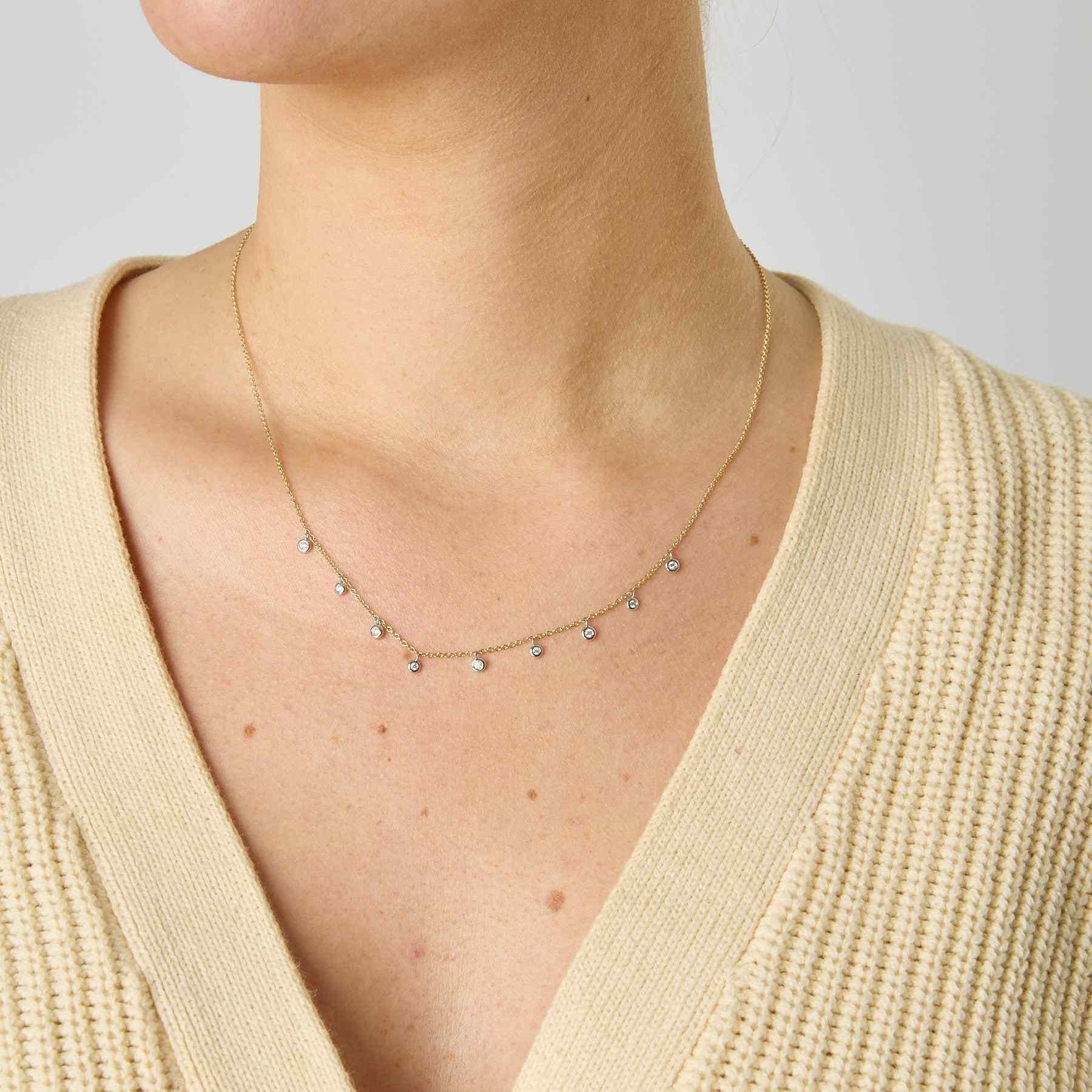 14KYW Bezel Diamond Necklace