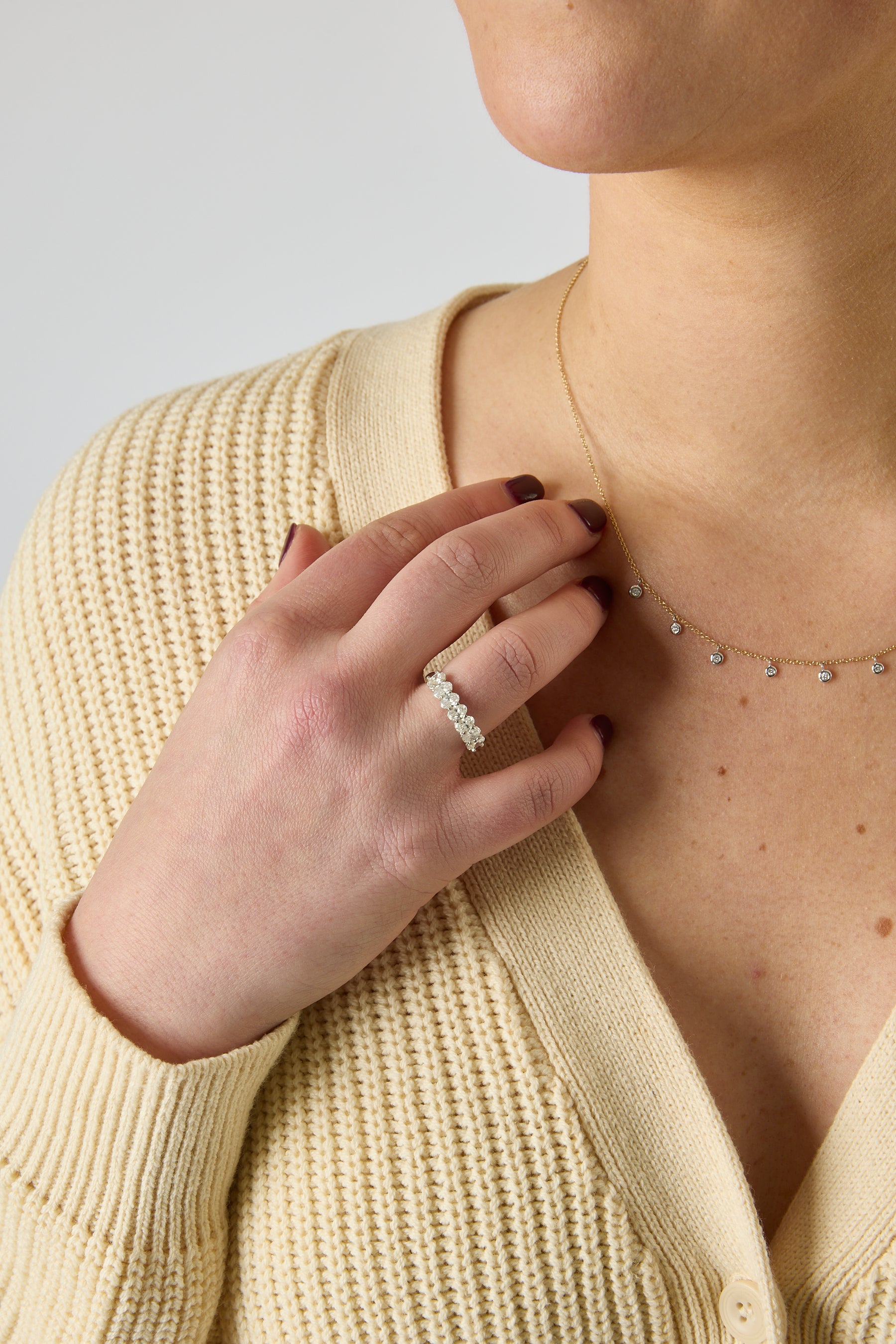 Platinum Oval 7 Stone Diamond Band