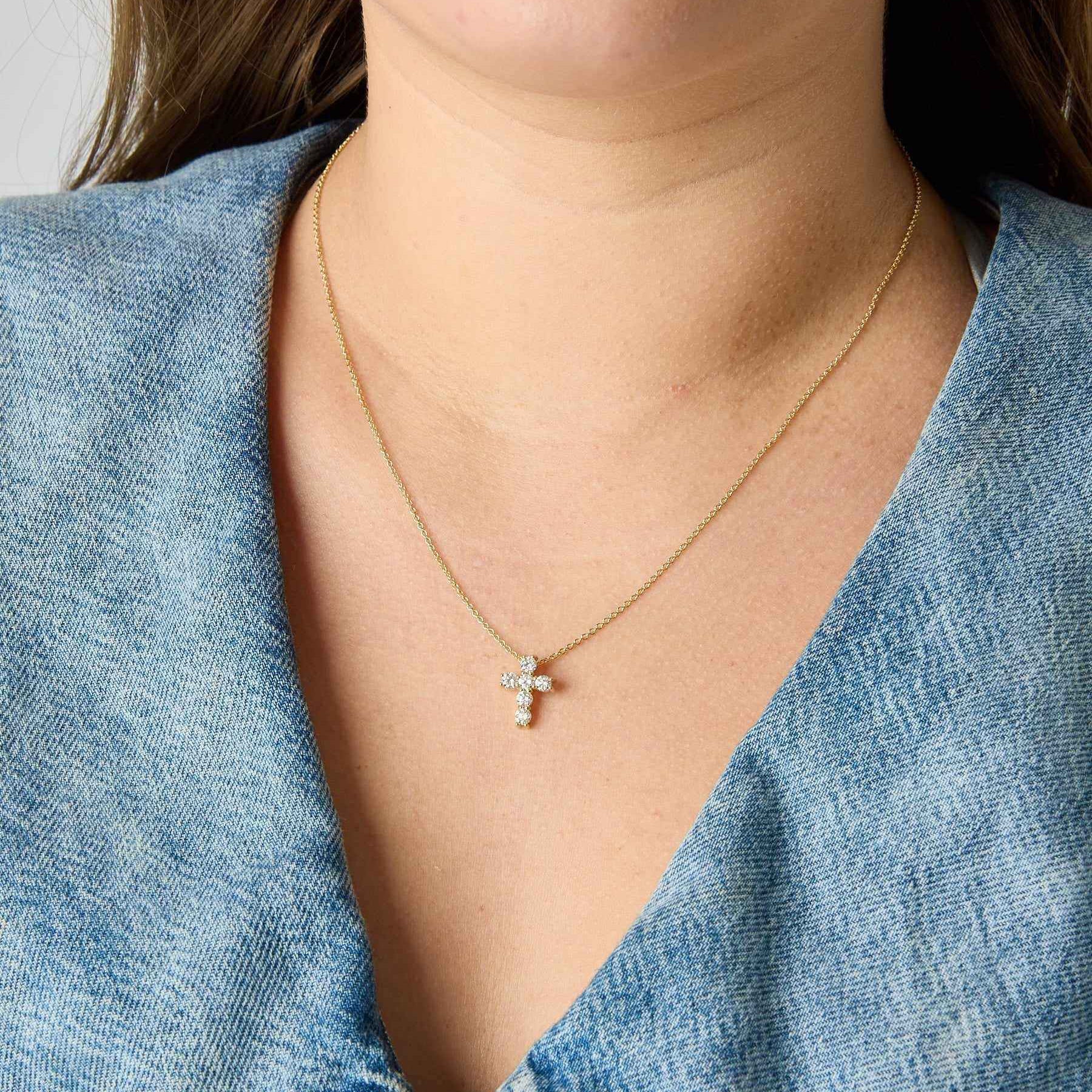 14KY Diamond Cross Necklace