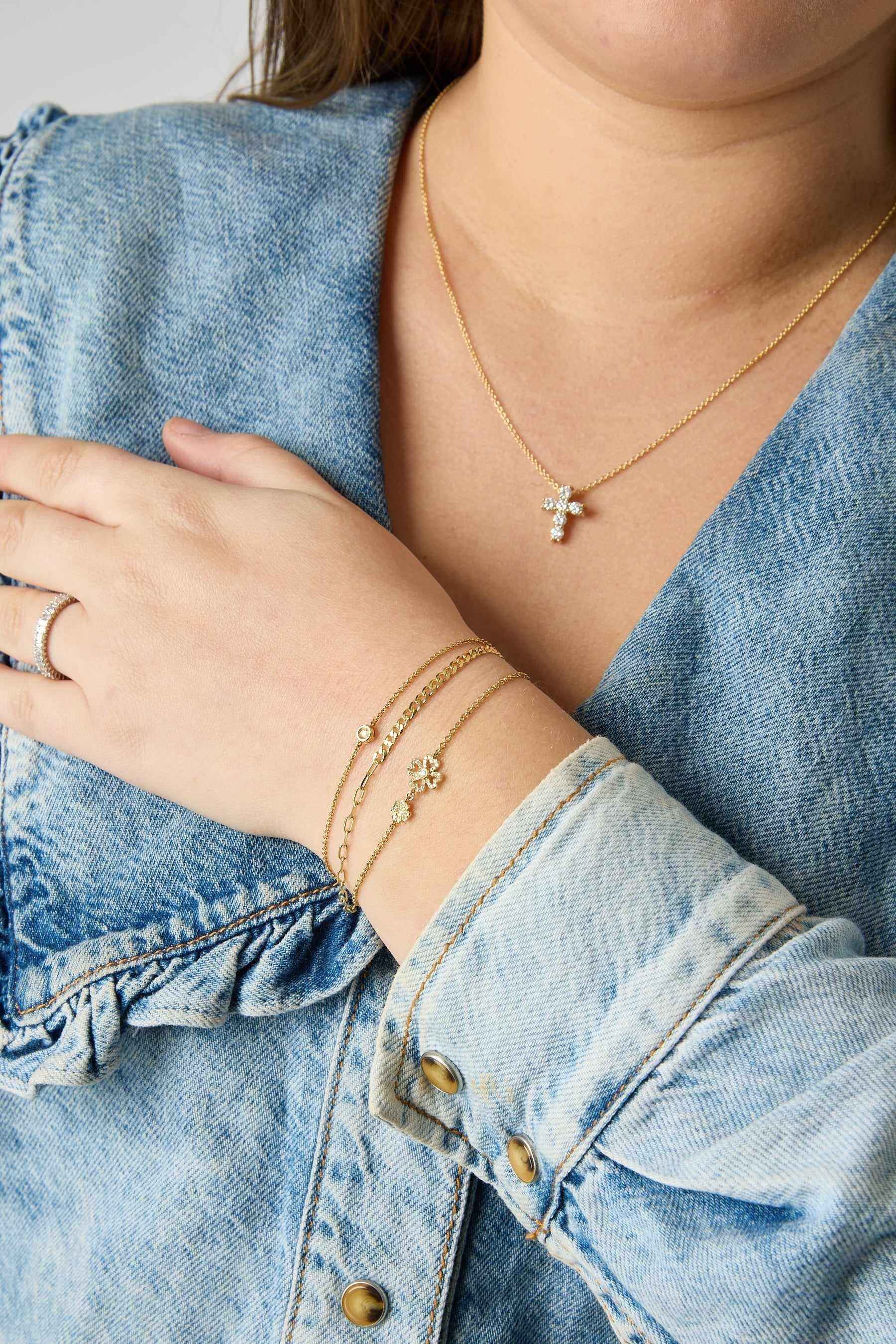 14KY Chain Bracelet with Diamond