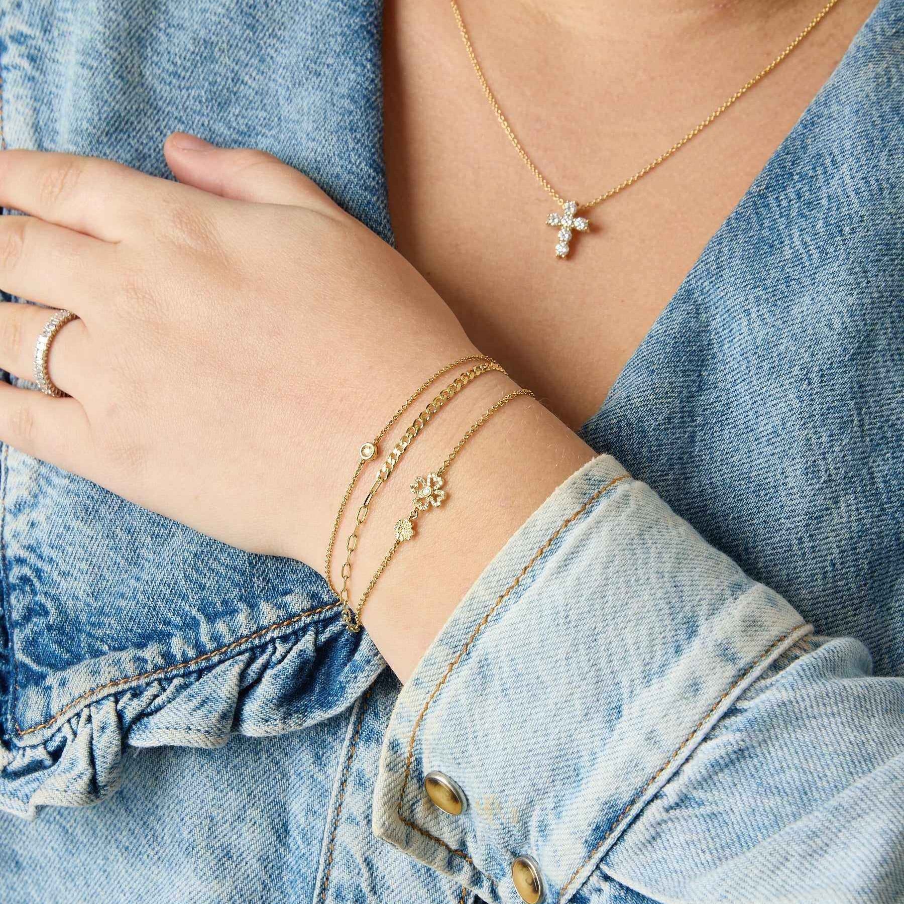 14KY Double Flower Bracelet