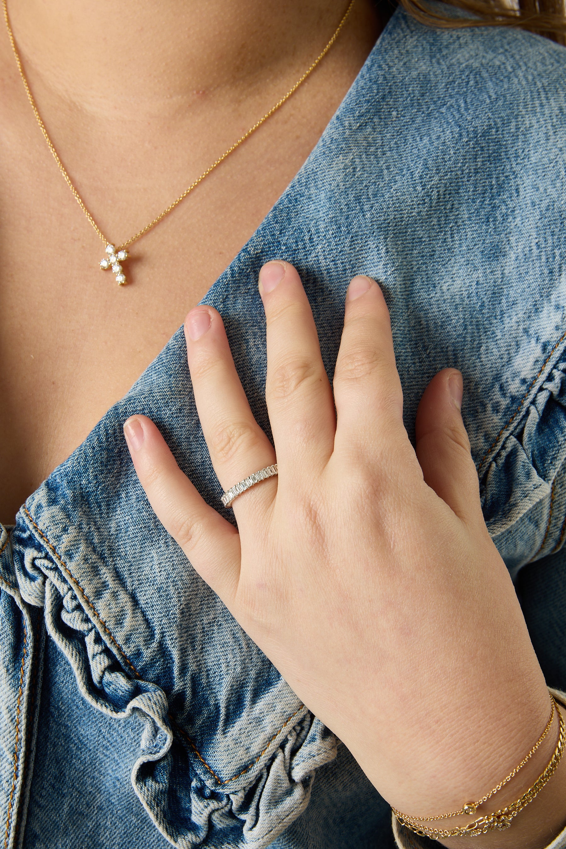 Platinum Emerald Cut Eternity Band