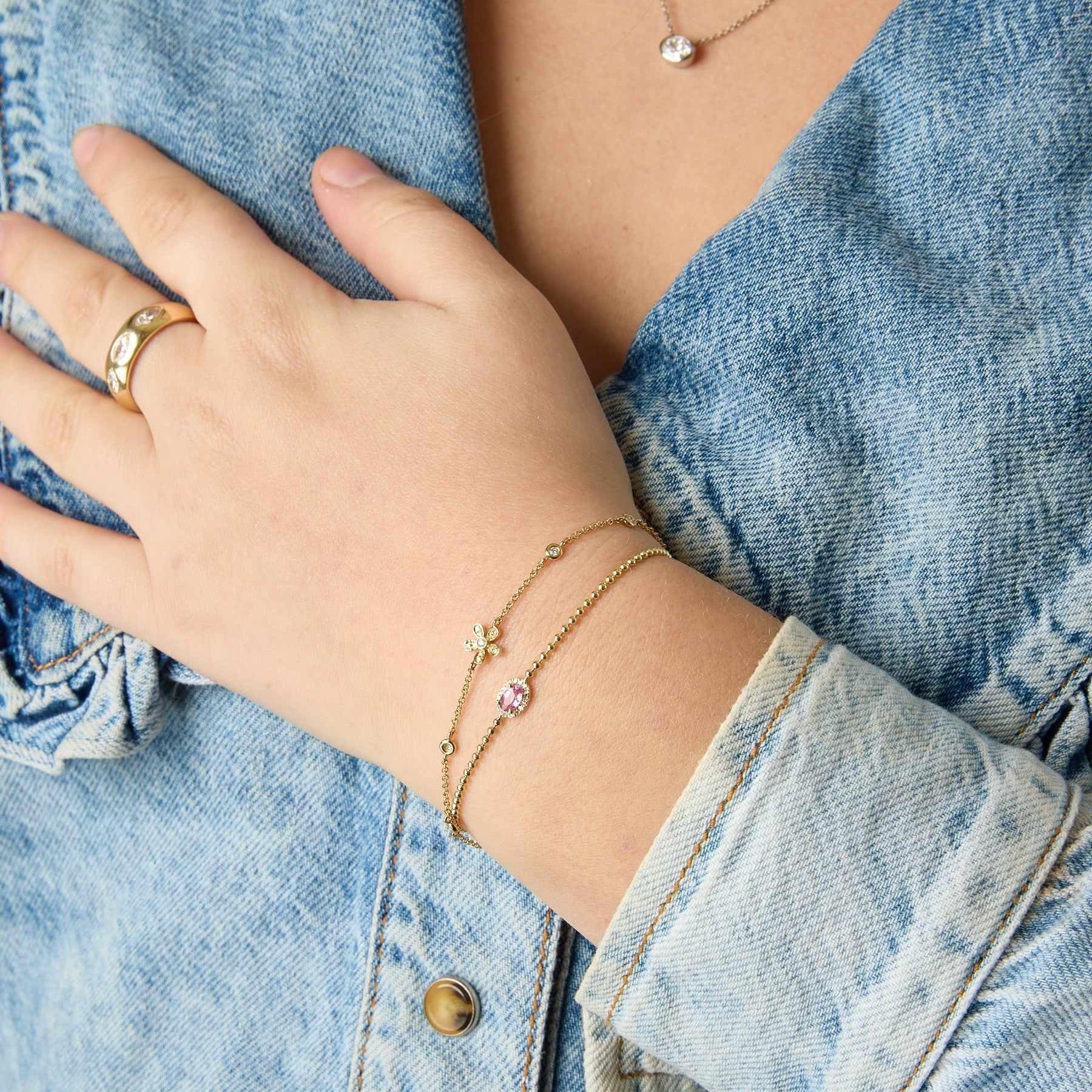 14KY Diamond Flower Bracelet