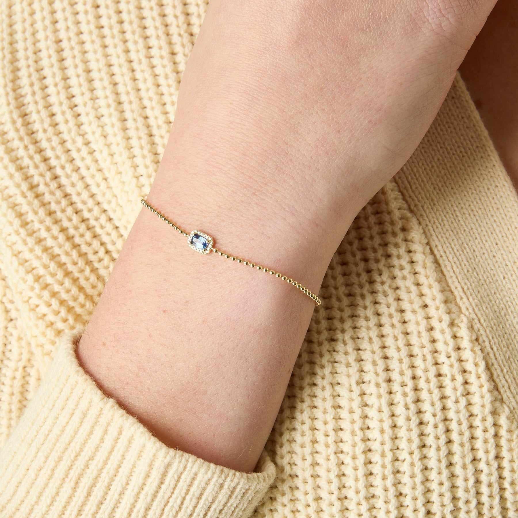 14KY Blue Sapphire Diamond Bracelet