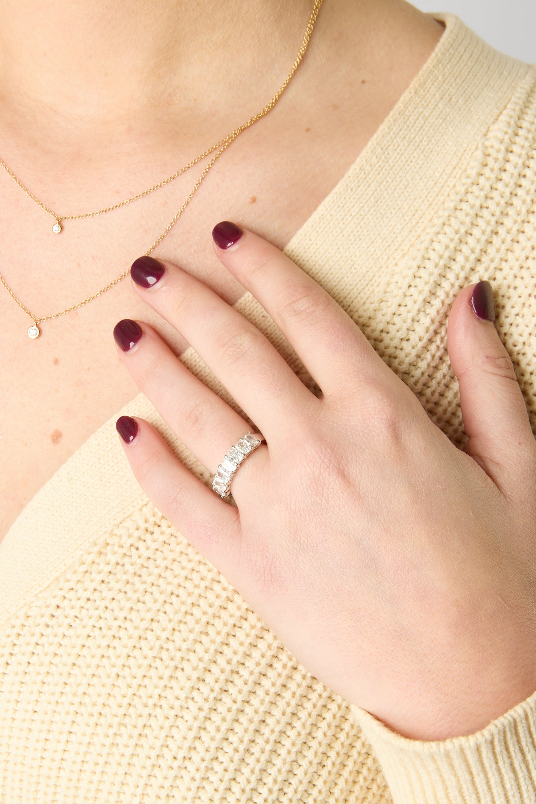 Platinum Radiant Diamond Halfway Band