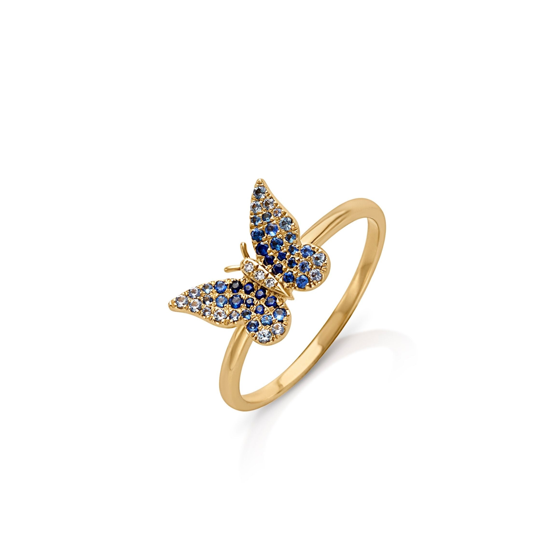 14KY Blue Sapphire Butterfly Ring