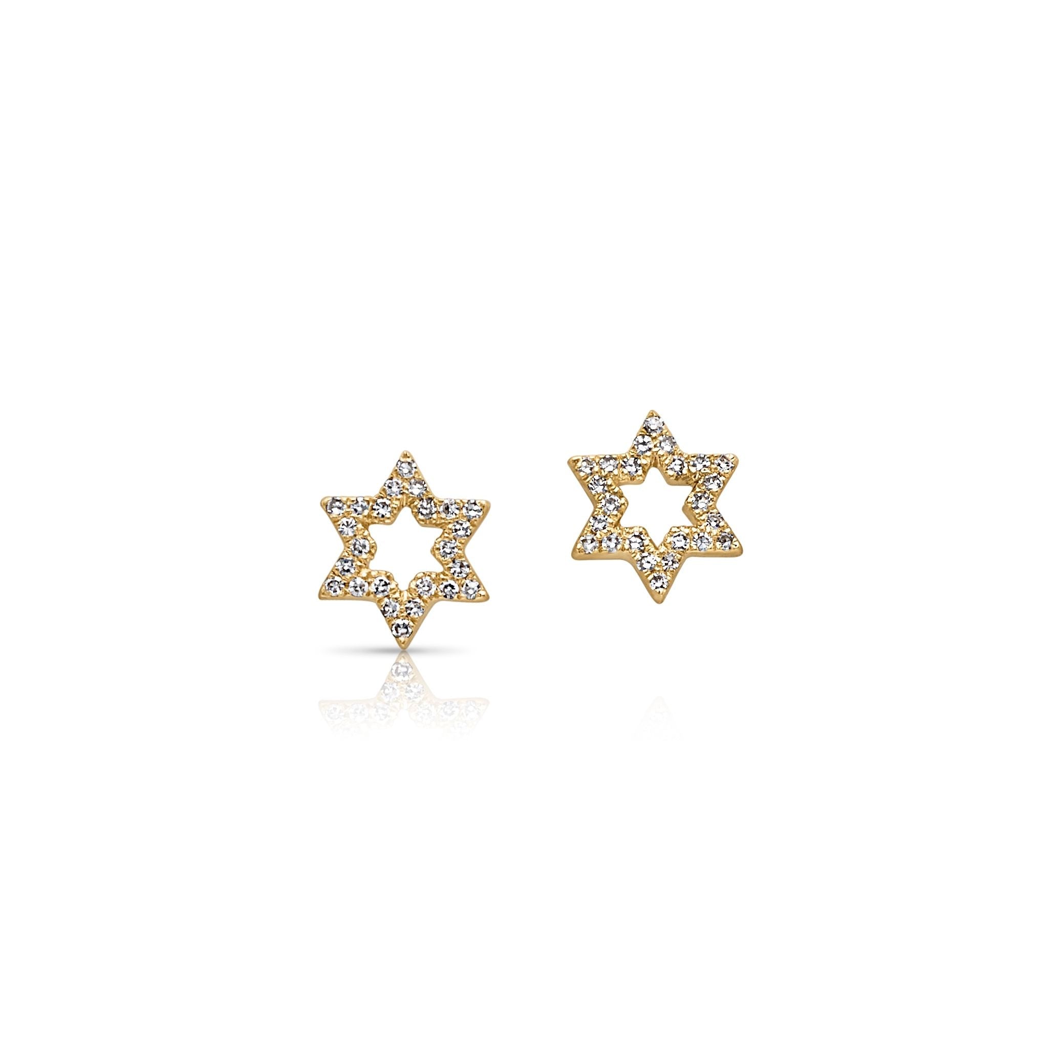 14KY Diamond Star of David Studs
