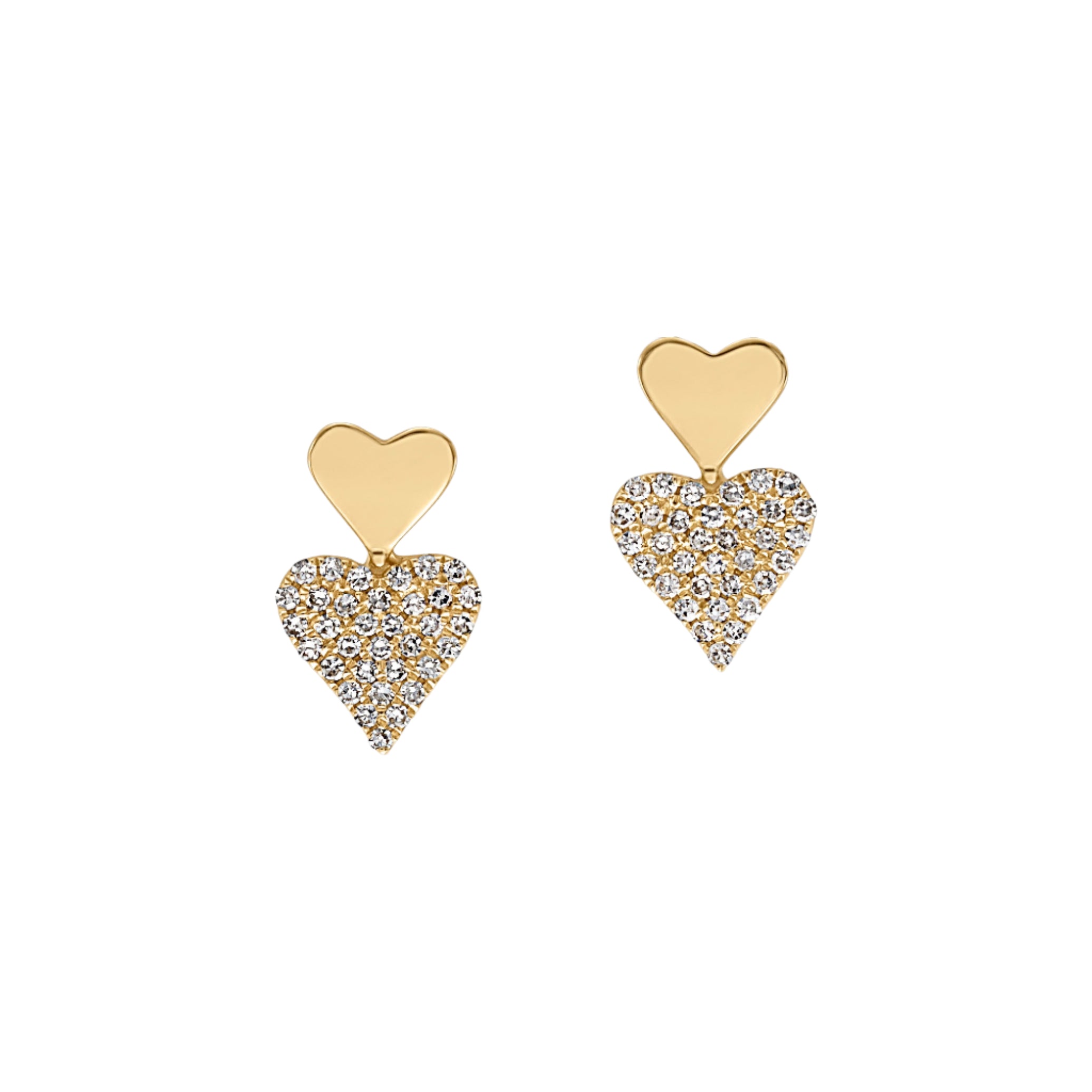 14KY Double Heart Studs