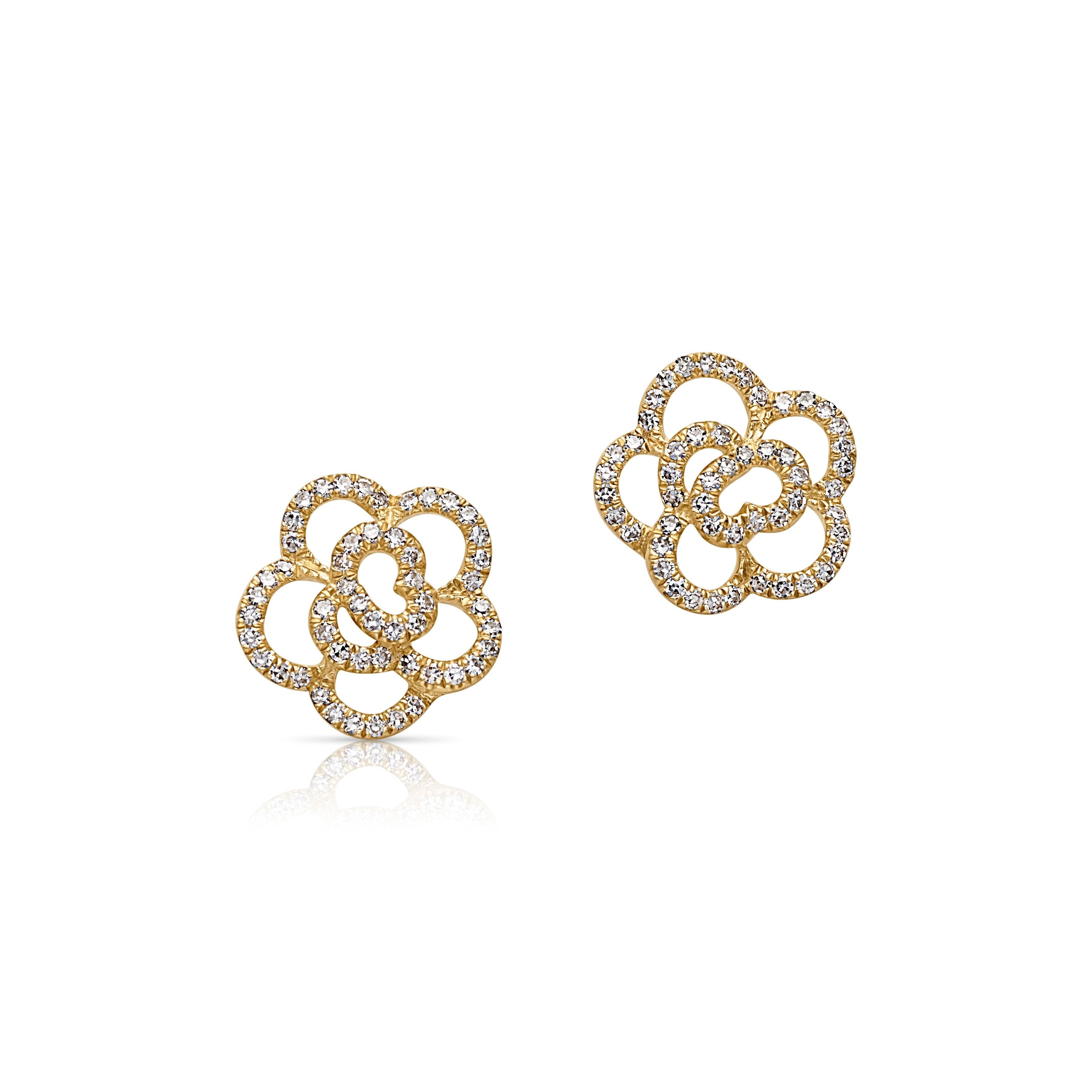 14KY Diamond Pave Rose Studs
