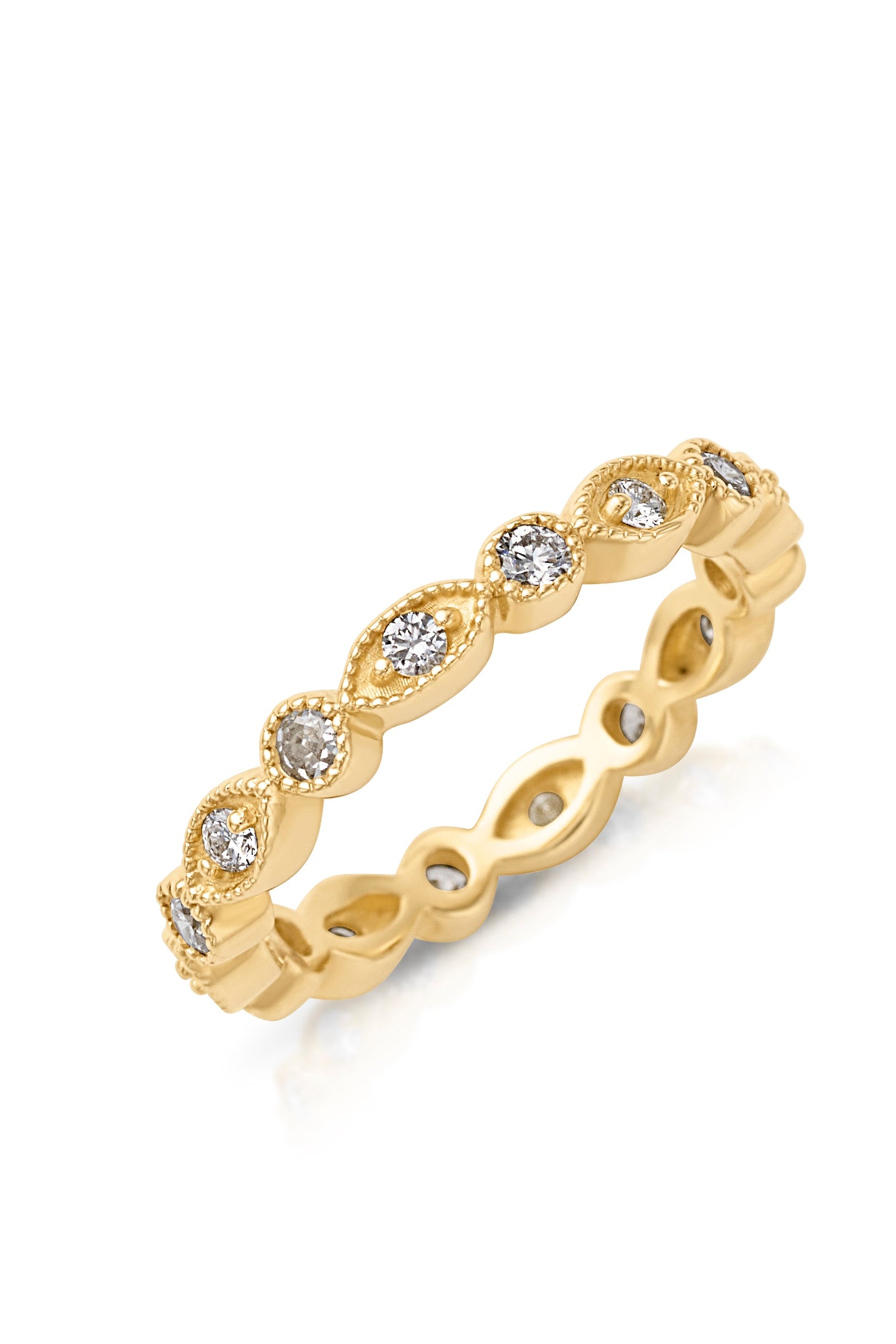 14K Marquise and Circle Stacking Band-Rings-Saffron Jewelry-5-Susan Saffron Jewelry