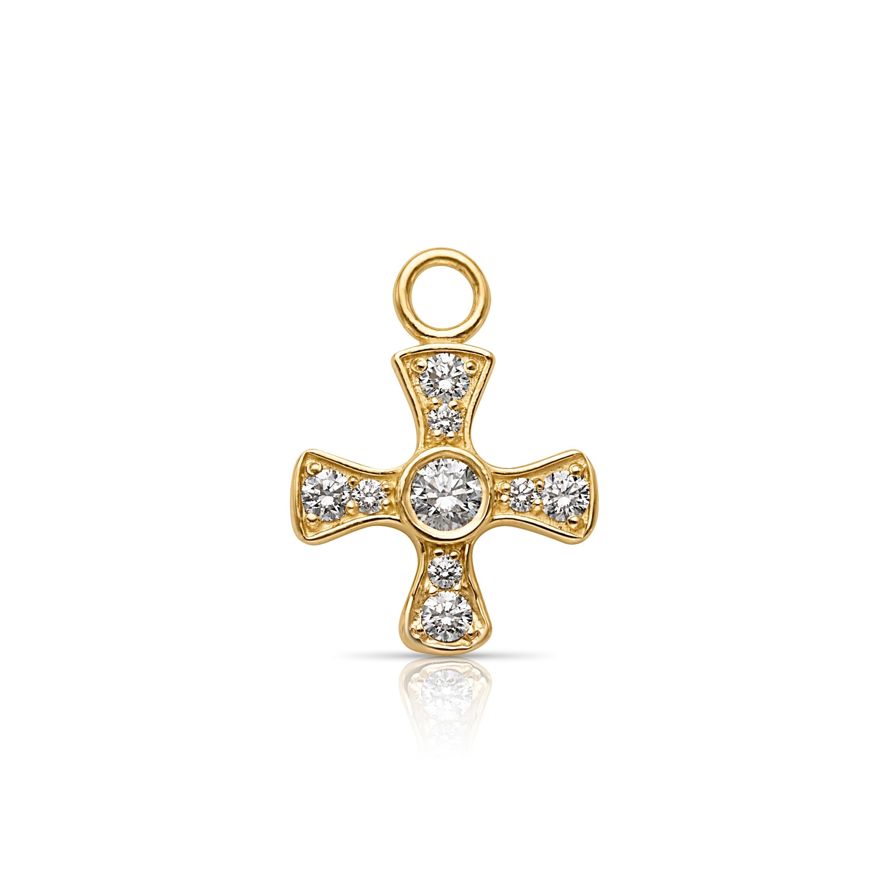 18KY Center Bezel Petite Cross