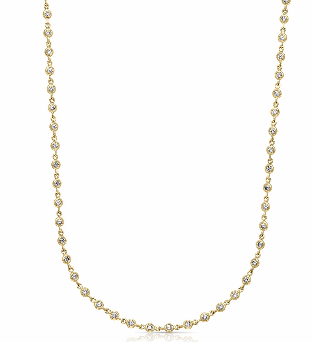 14KY Bezel Set Diamond Necklace with Diamond Clasp