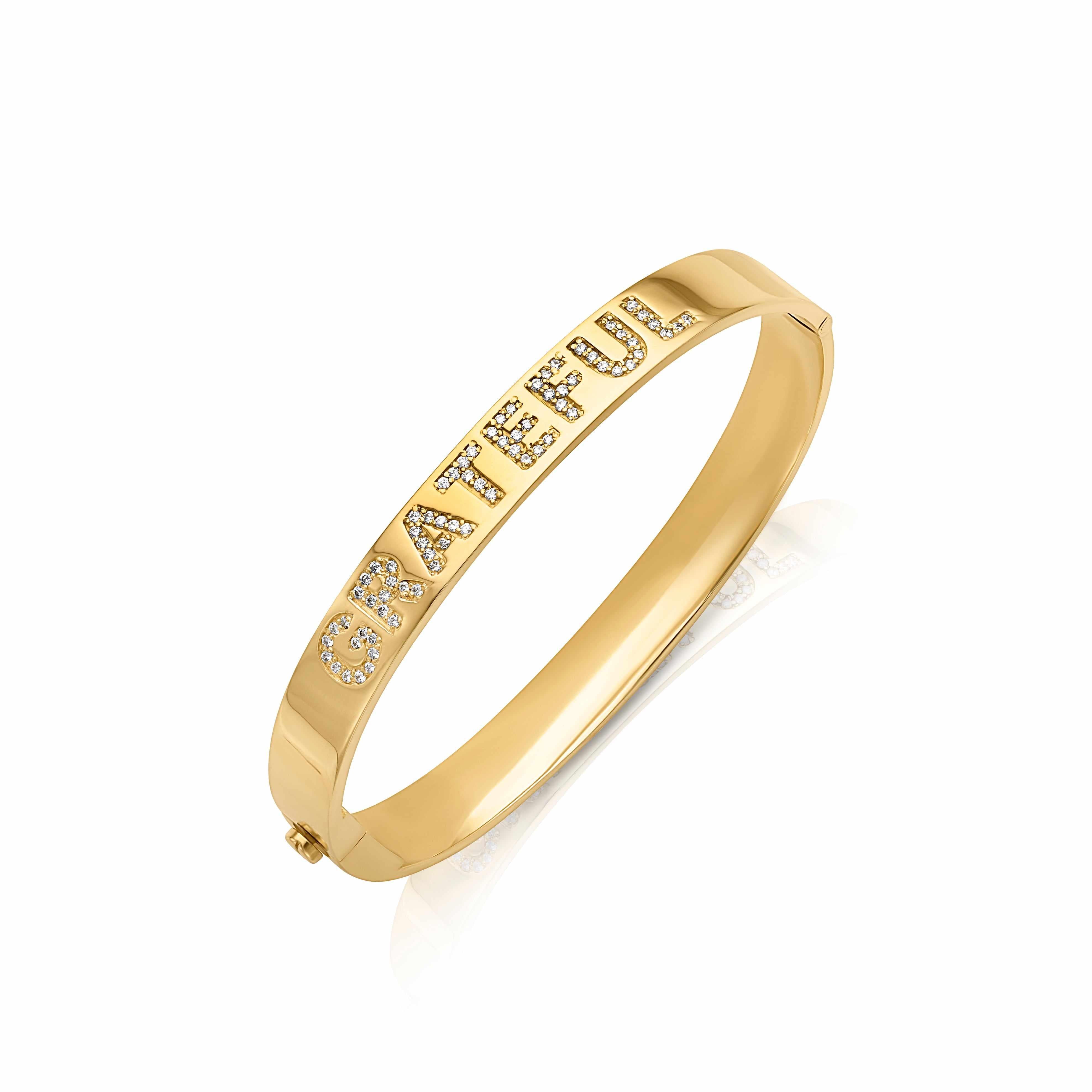 18KY "Grateful" Signature Bangle