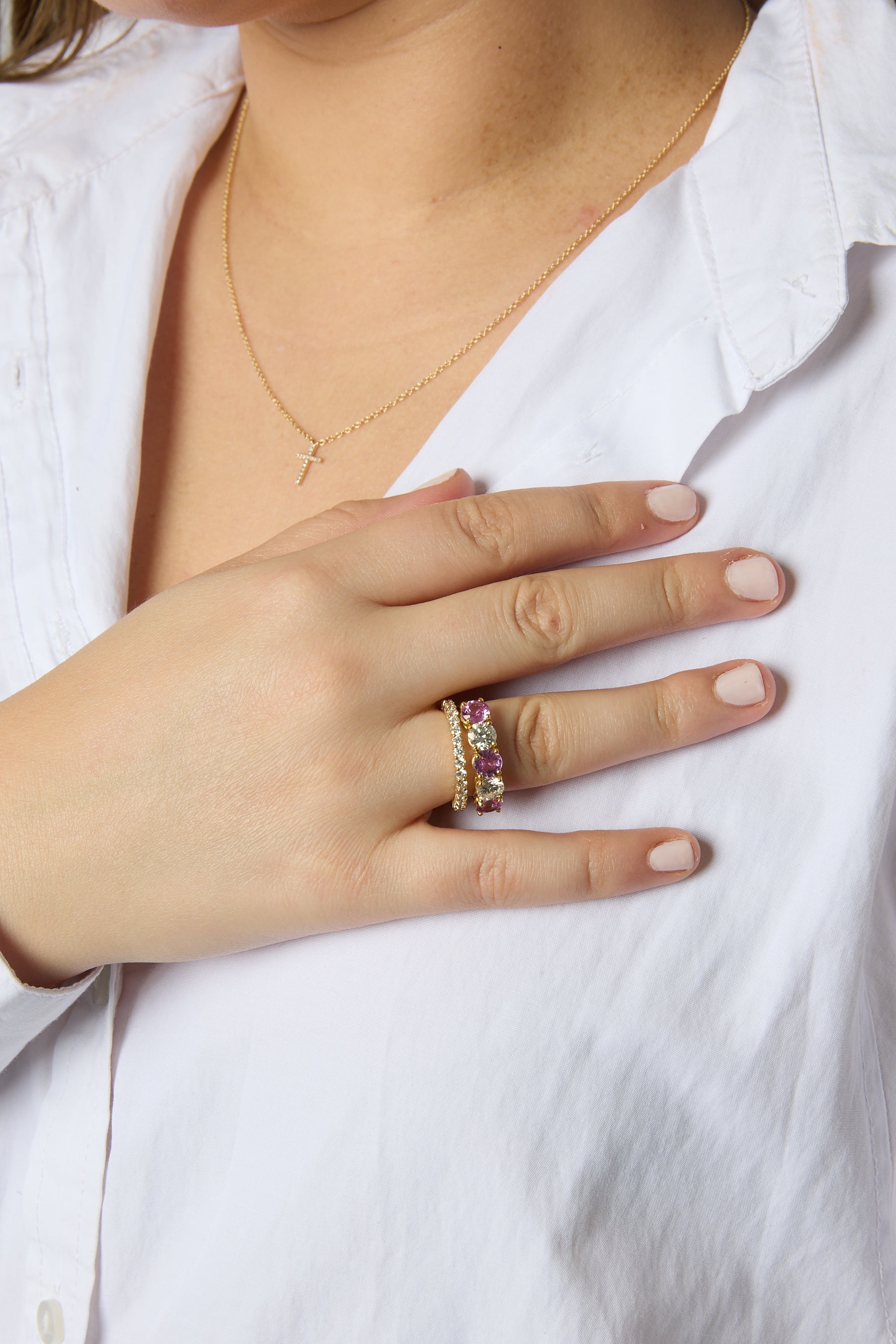 18KY Pink Sapphire and Diamond Ring