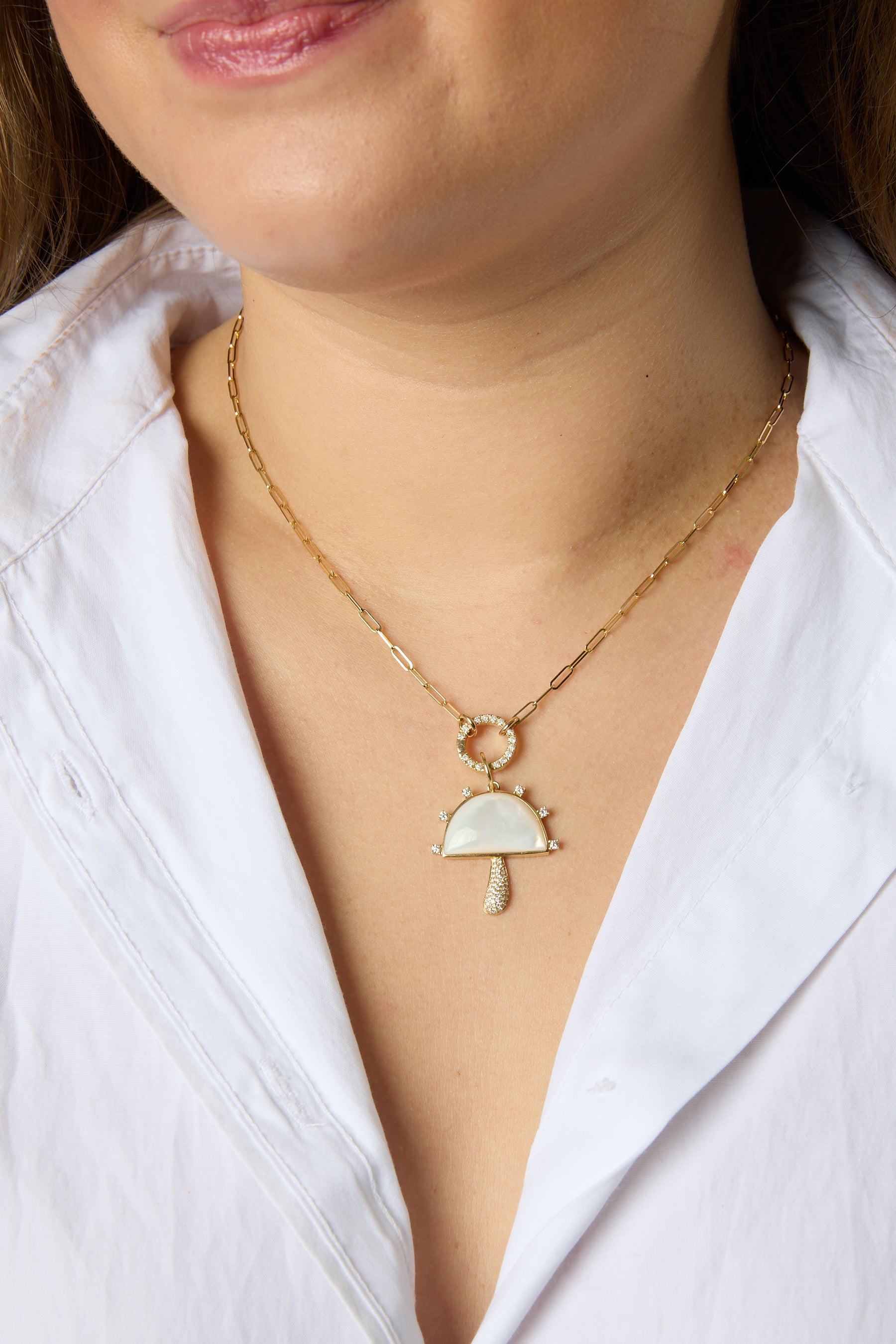 14KY 2.1mm Paper Clip with Diamond Clasp