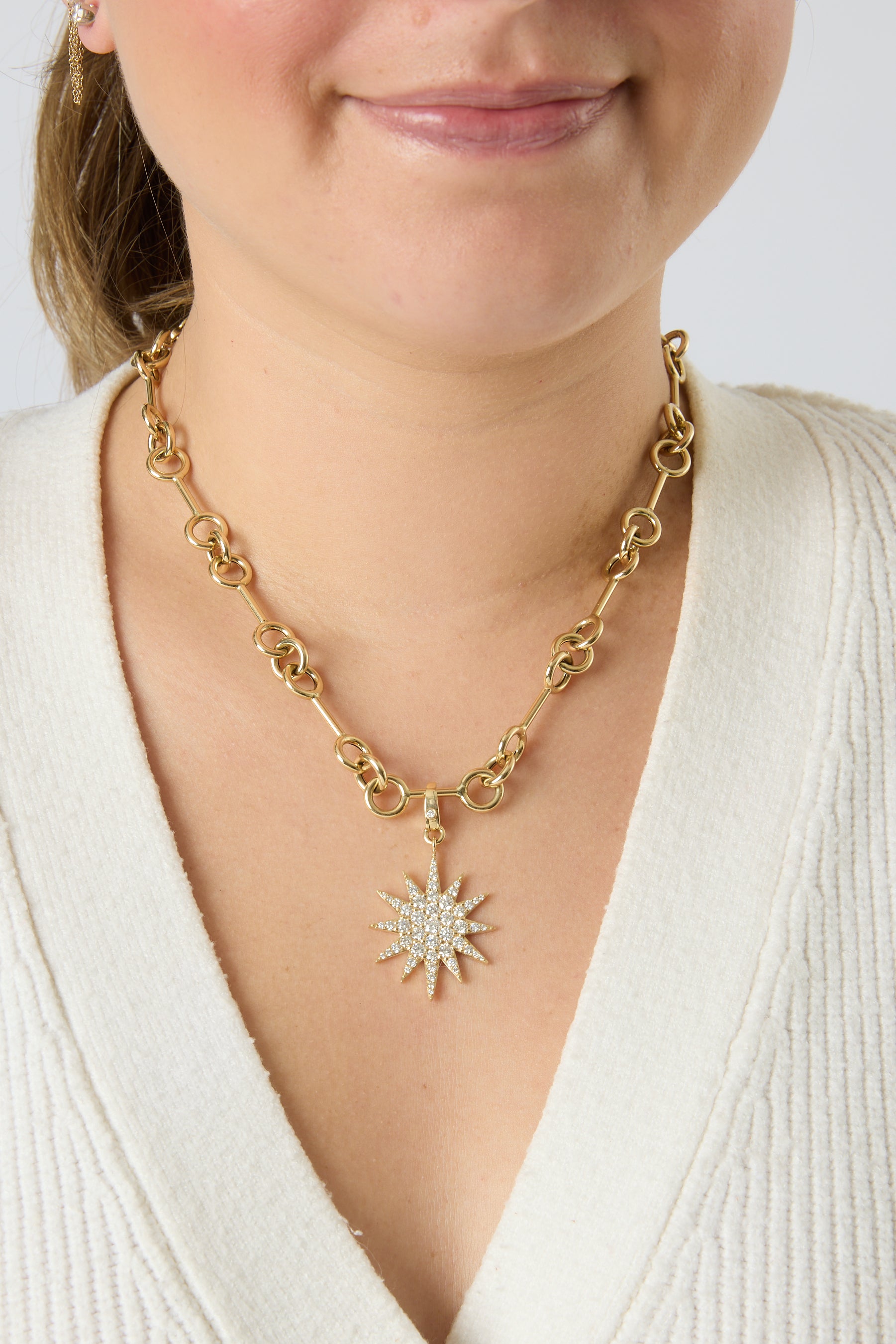 14KY Diamond Sunburst Charm