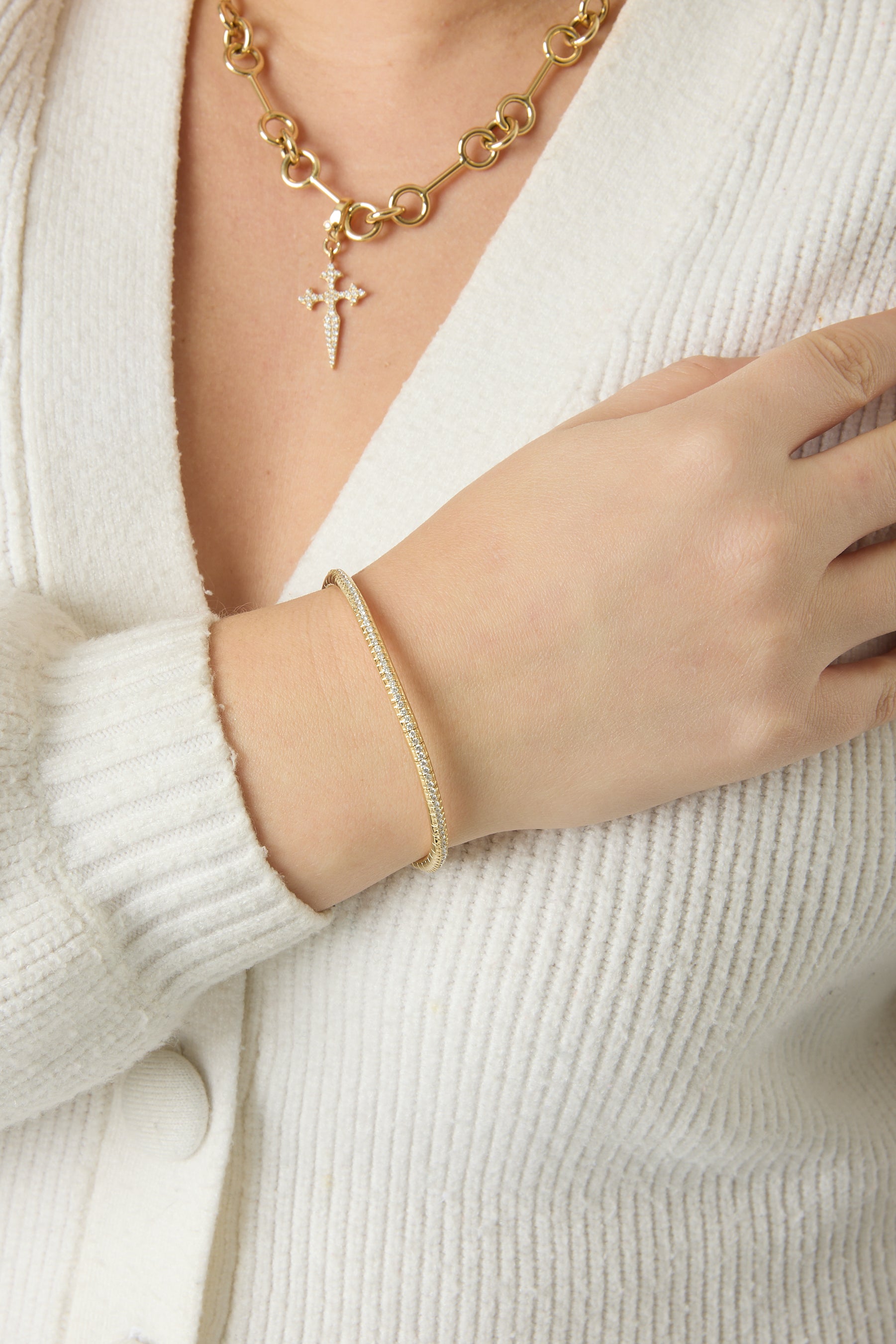 14KY Pave Stretch Bracelet