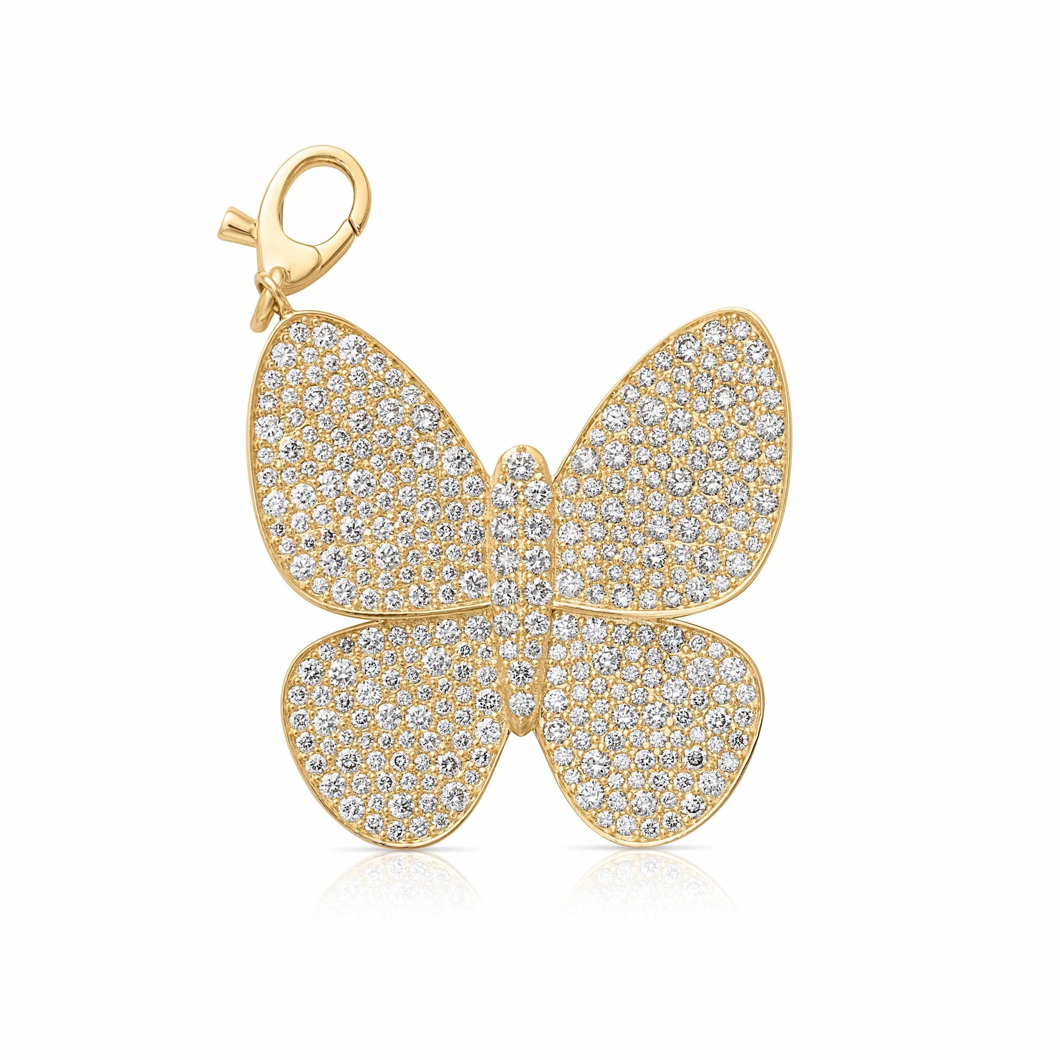 14KY Extra Large Pave Butterfly Charm