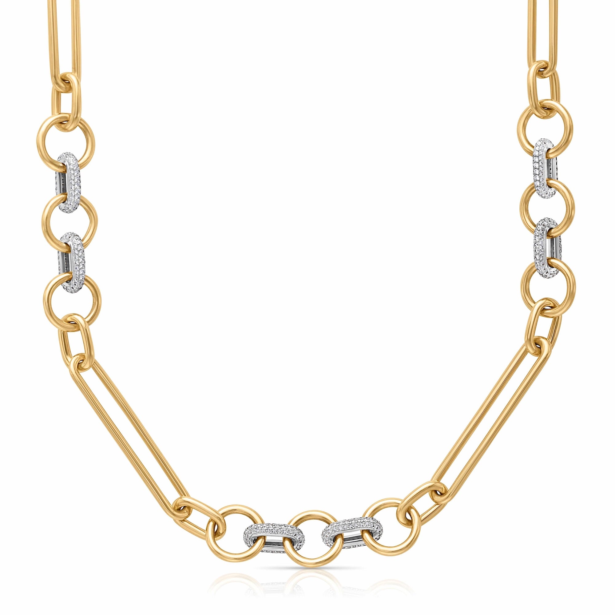 14KY Circle Link Chain with Pave