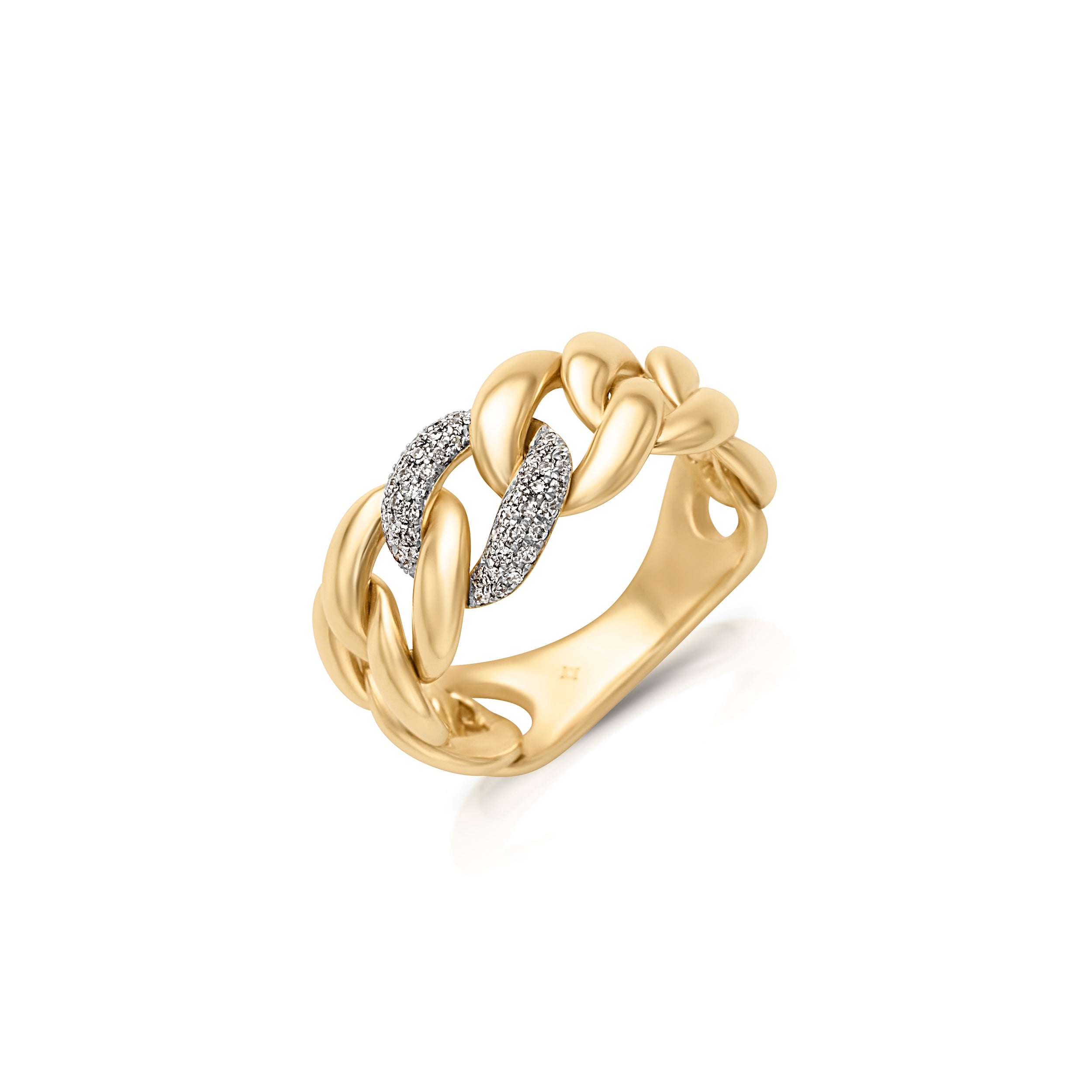 14KY Single Diamond Link Flex Ring